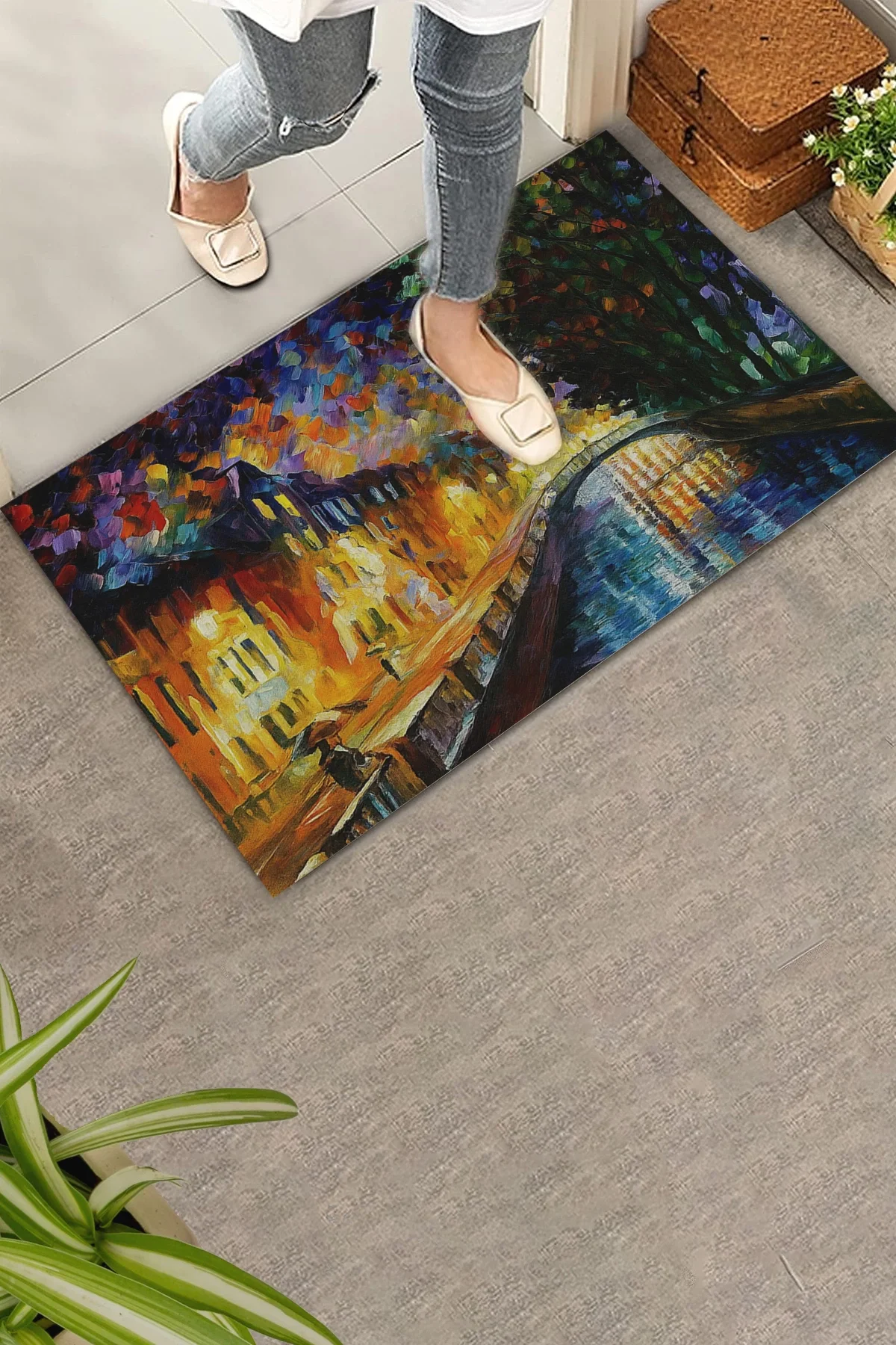 Valerine Life Renklerin Senfonisi Tablosu Welcome Hoş Geldiniz Kapı Önü Paspası 45x70cm