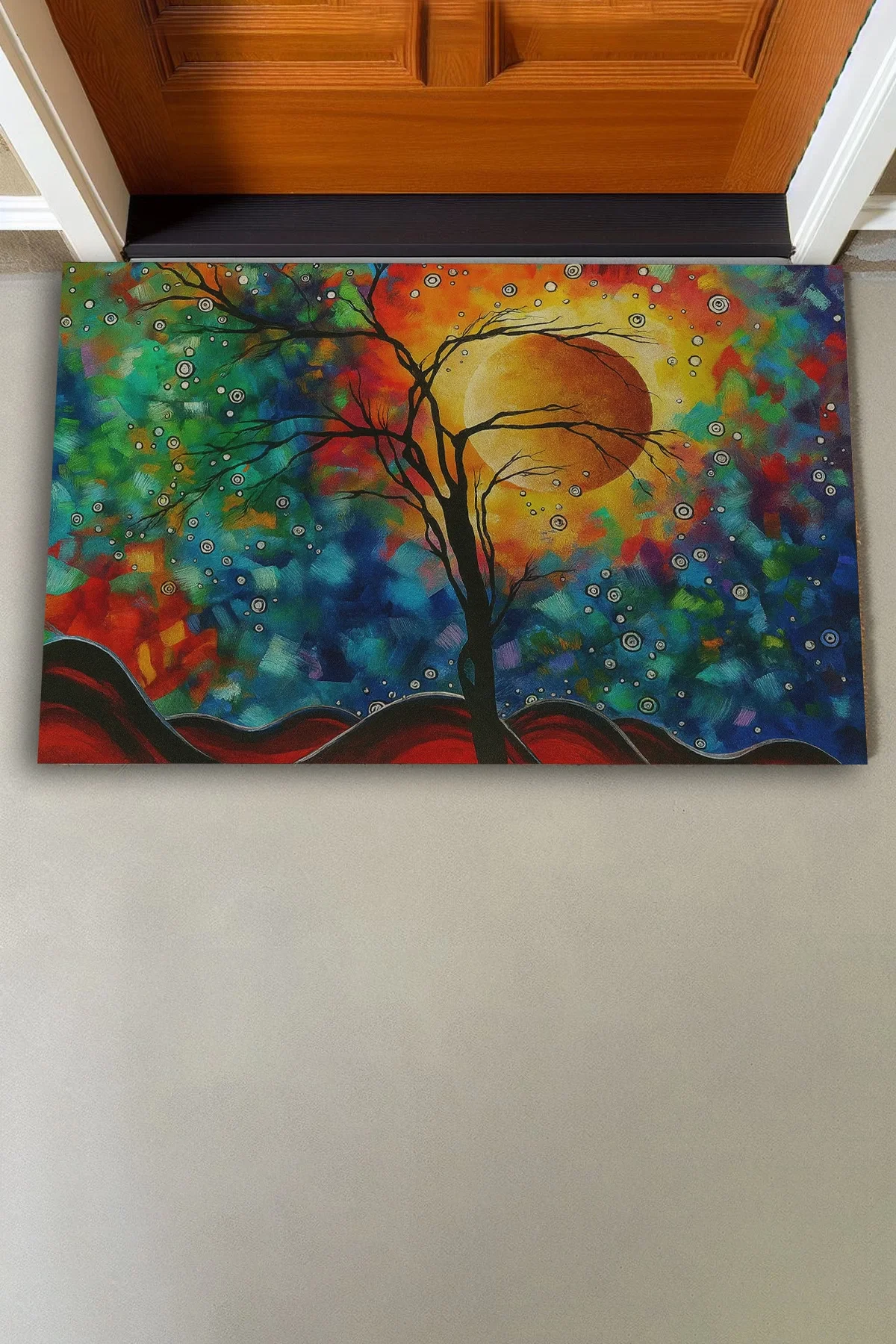 Valerine Life Masalsı Güneş Işıltılı Renklerin Dansı Welcome Hoş Geldiniz Kapı Önü Paspası 45x70cm