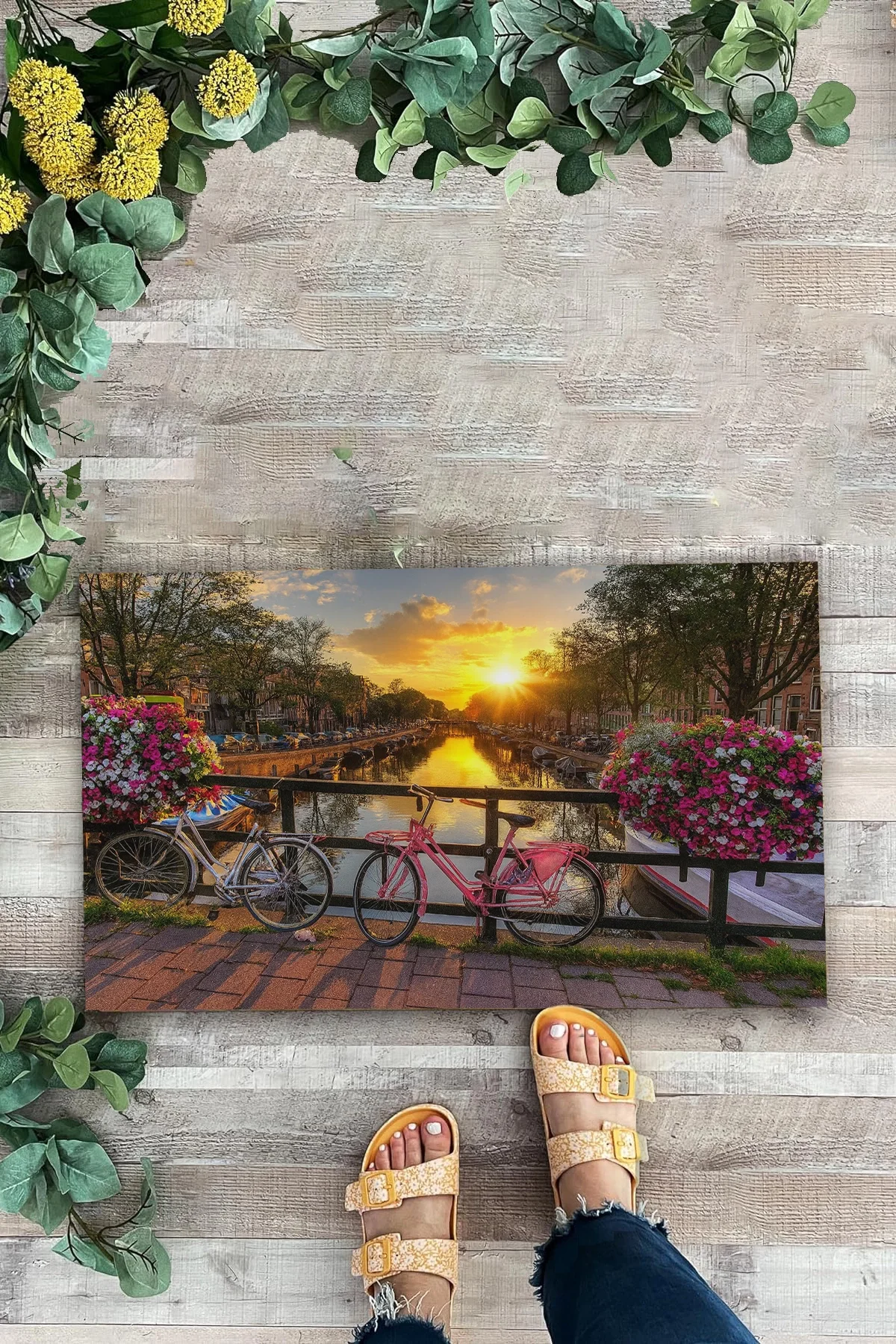 Valerine Life Sevda Köprüsü Gün Batımı Welcome Hoş Geldiniz Kapı Önü Paspası 45x70cm