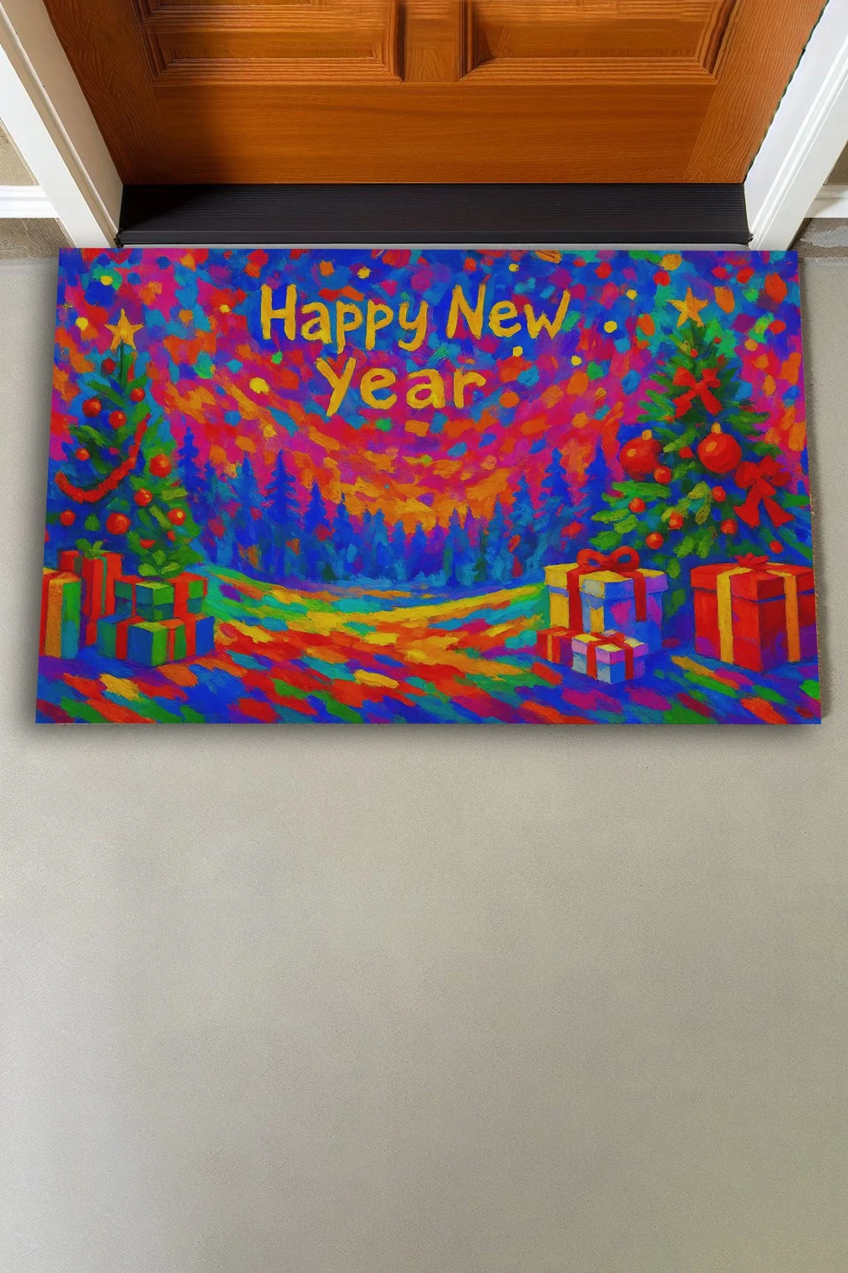 Valerine Life Happy New Year Mutlu Yıllar Welcome Hoş Geldiniz Kapı Önü Paspası 45x70cm