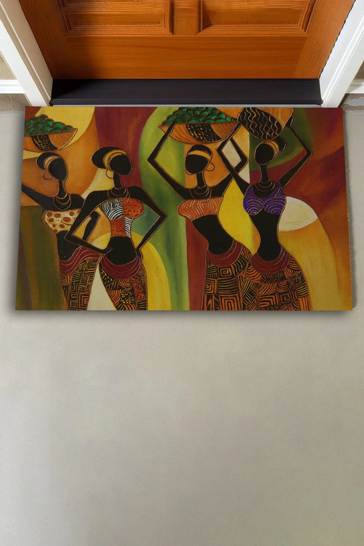 Valerine Life Bereketin Ezgisi Temalı Tablo Kahverengi Welcome Hoş Geldiniz Kapı Önü Paspası 45x70cm