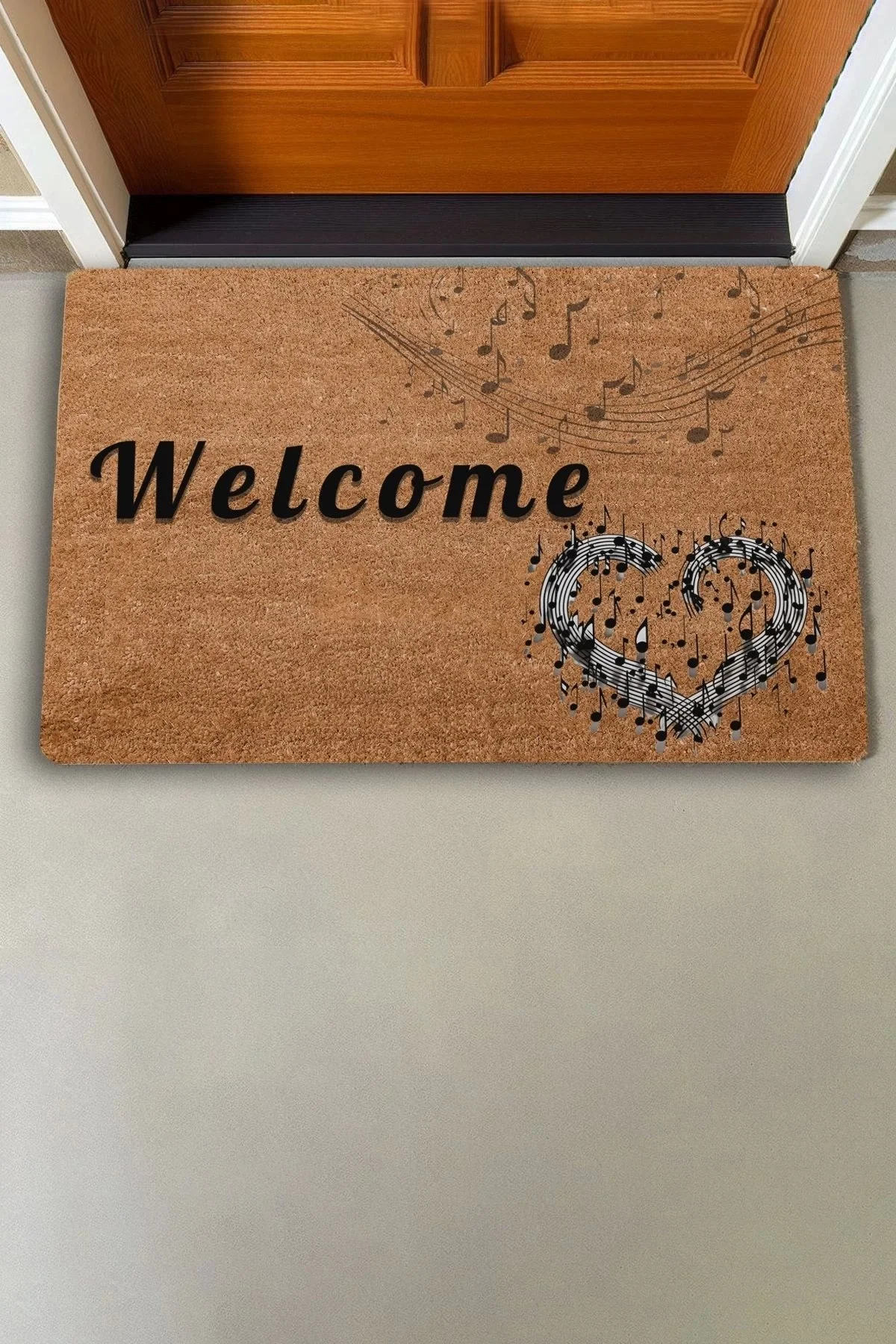 Valerine Life Kalpli Notalar Welcome Kapı Önü Paspası 45x70cm