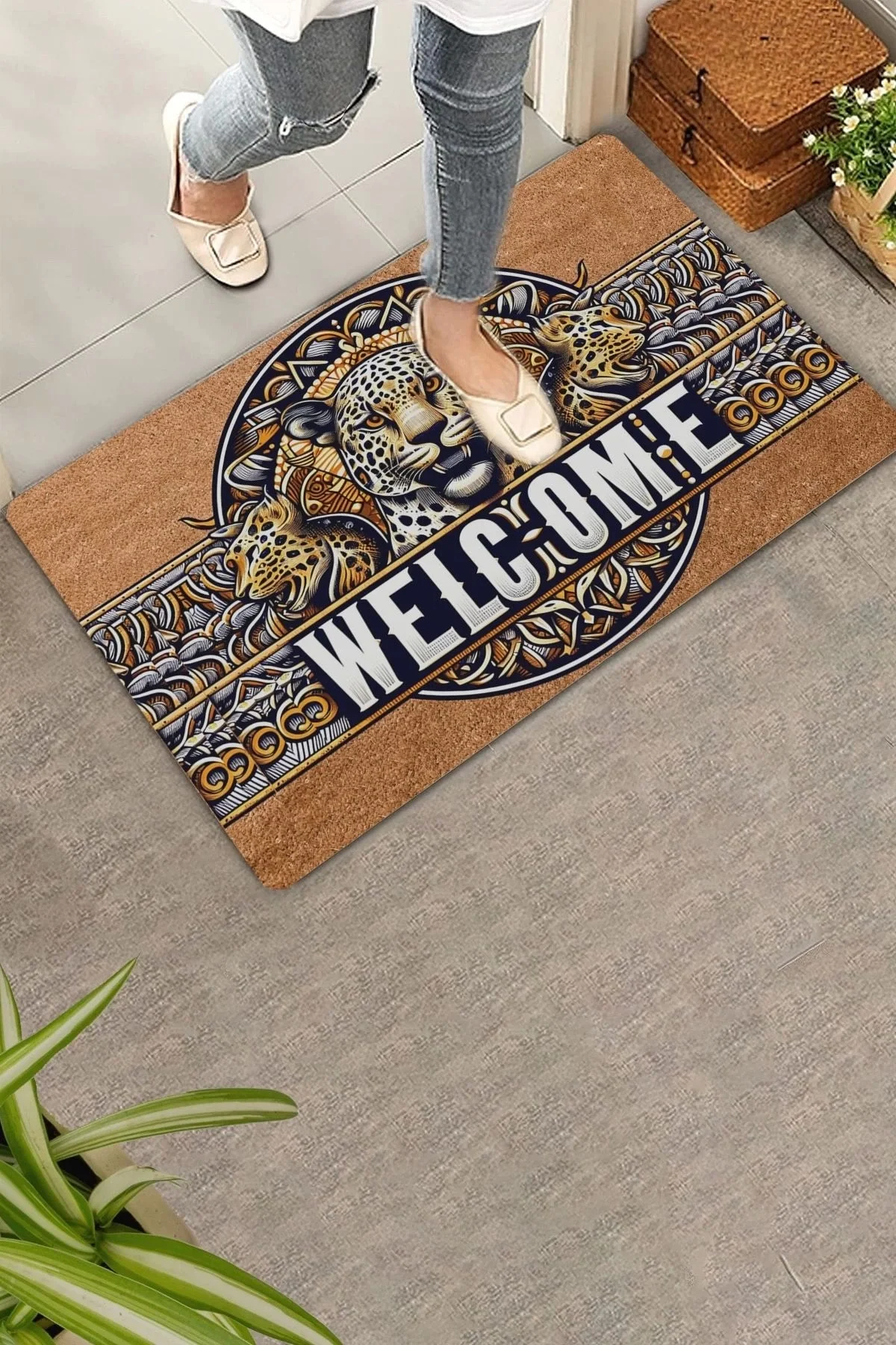 Valerine Life Kaplan Figürlü Welcome Kapı Önü Paspası 45x70cm