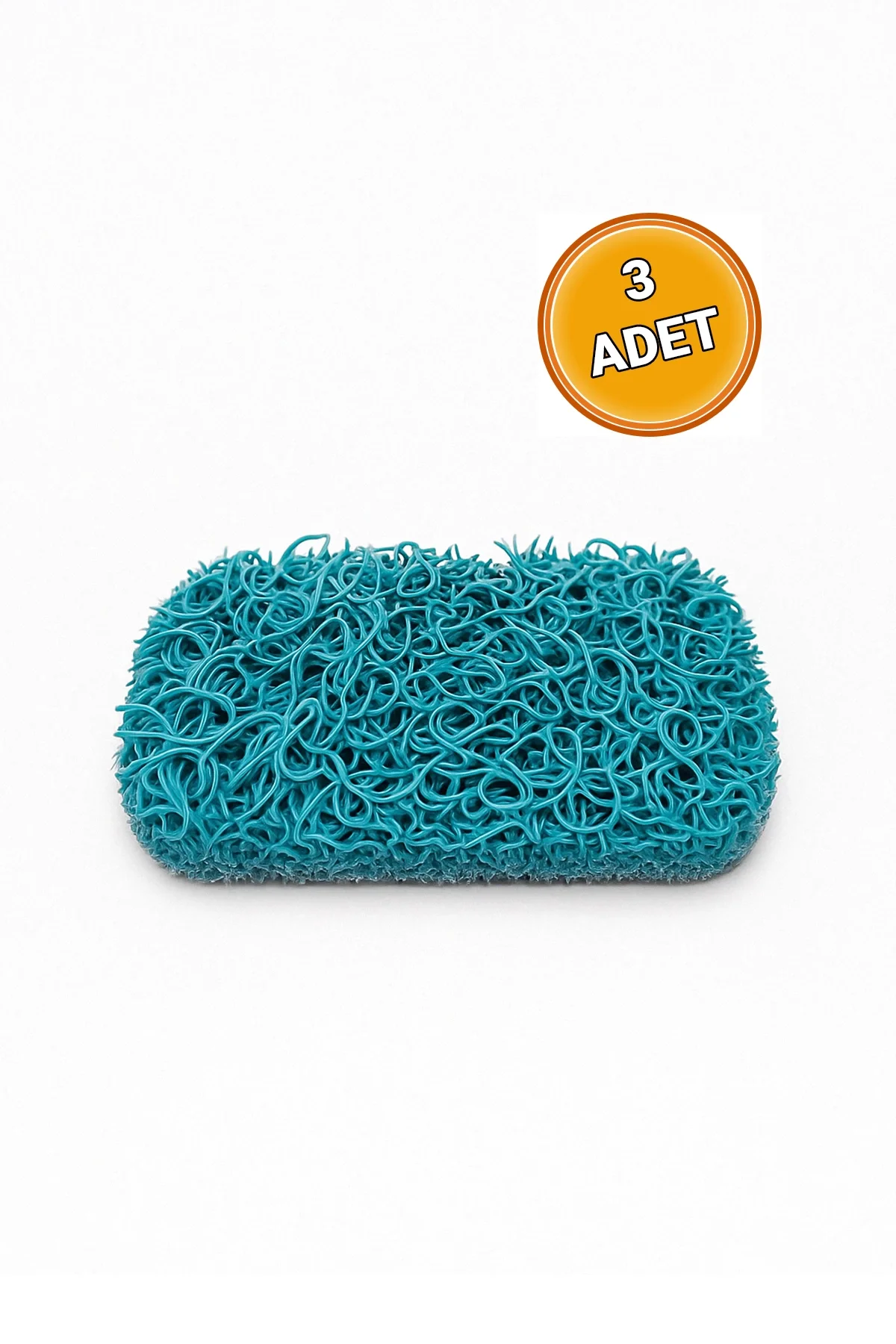 Valerine Life Turkuaz Sabunluk Kaymaz Kıvırcık Lif Dokulu Hızlı Kuruyan Su Tahliyeli Sabun Altlığı 7x11cm 3 Adet