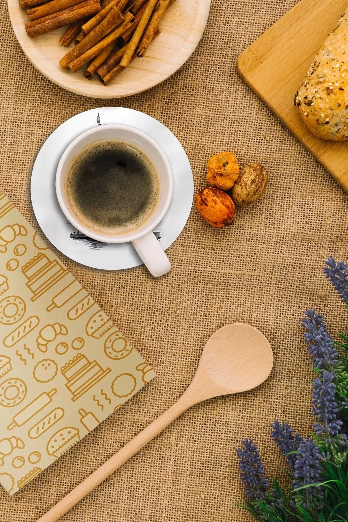 Valerine Life Kız Kulesi Figürlü Yıkanabilir Kaydırmaz Ofis Çay ve Fincan Bardak Altlığı 10x10cm 6 Adet