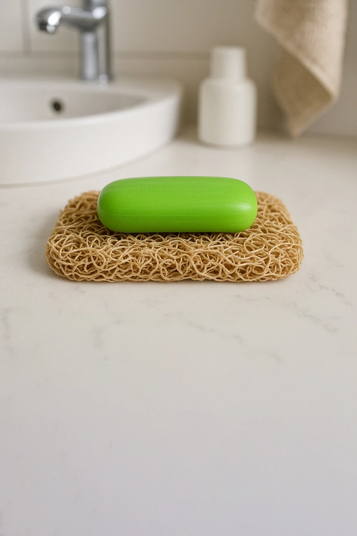 Valerine Life Krem Renk Sabunluk Kaymaz Kıvırcık Lif Dokulu Hızlı Kuruyan Su Tahliyeli Sabun Altlığı 7x11cm 3 Adet