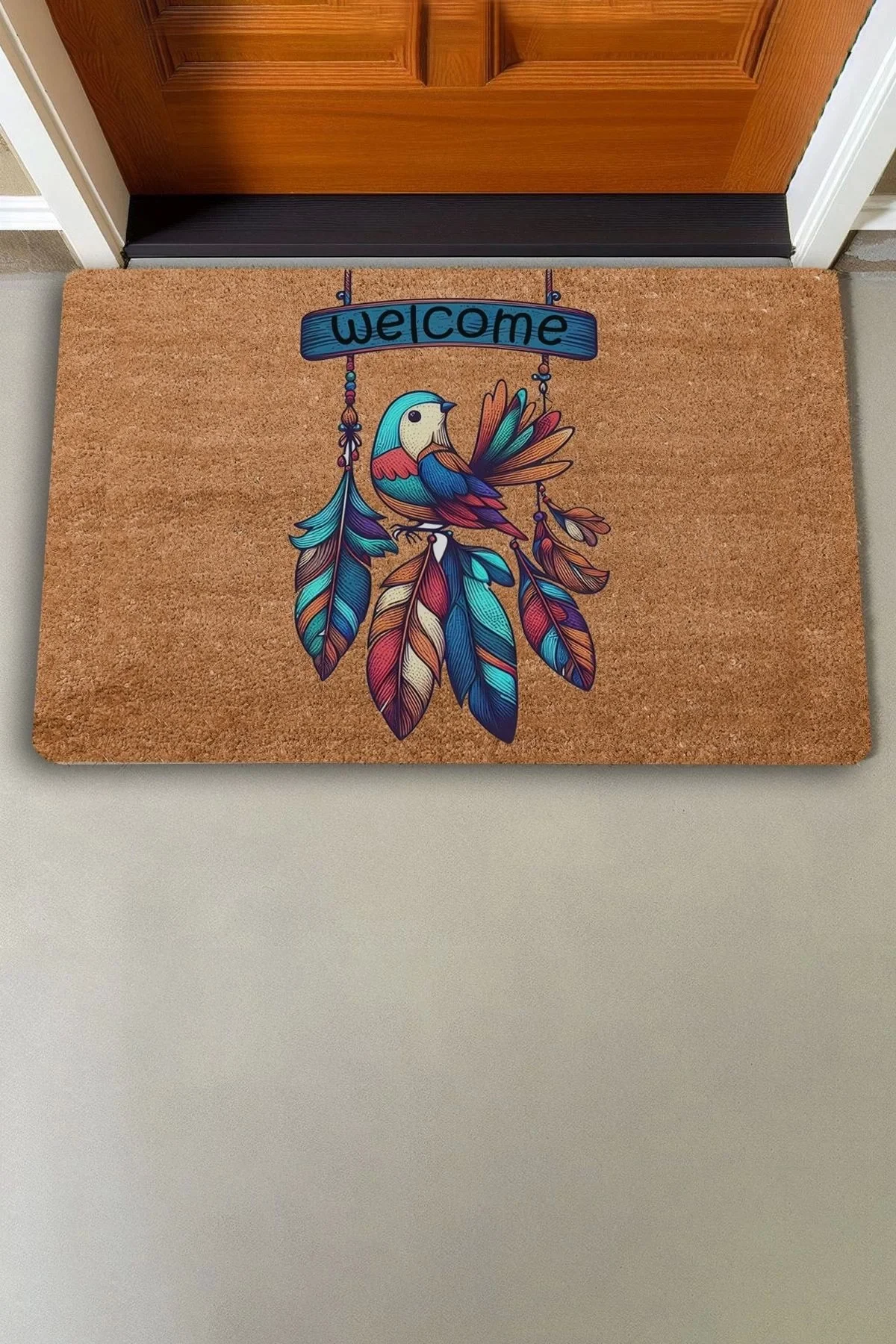 Valerine Life Kuş Salıncağı ve Tüyler Welcome Kapı Önü Paspası 45x70cm