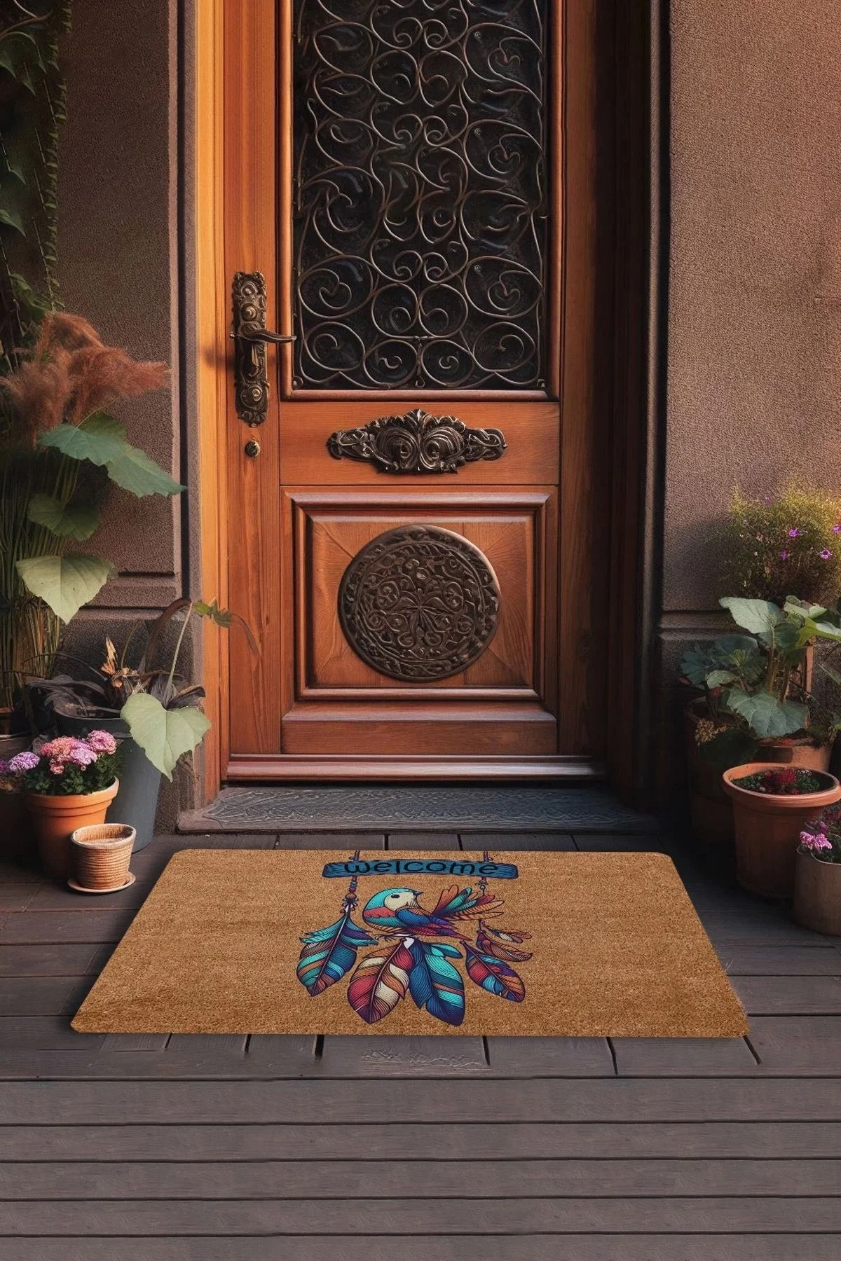 Valerine Life Kuş Salıncağı ve Tüyler Welcome Kapı Önü Paspası 45x70cm