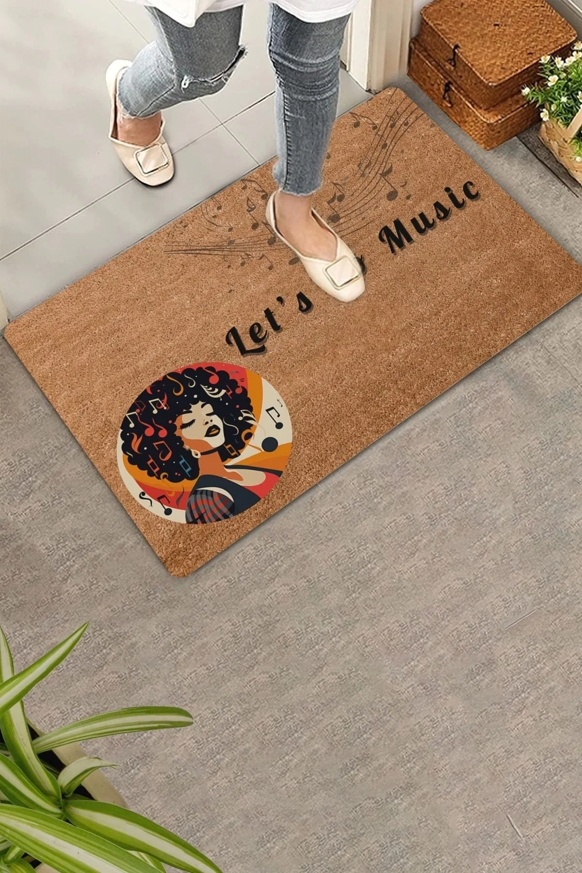 Valerine Life Lets Go Music Kapı Önü Paspası 45x70cm