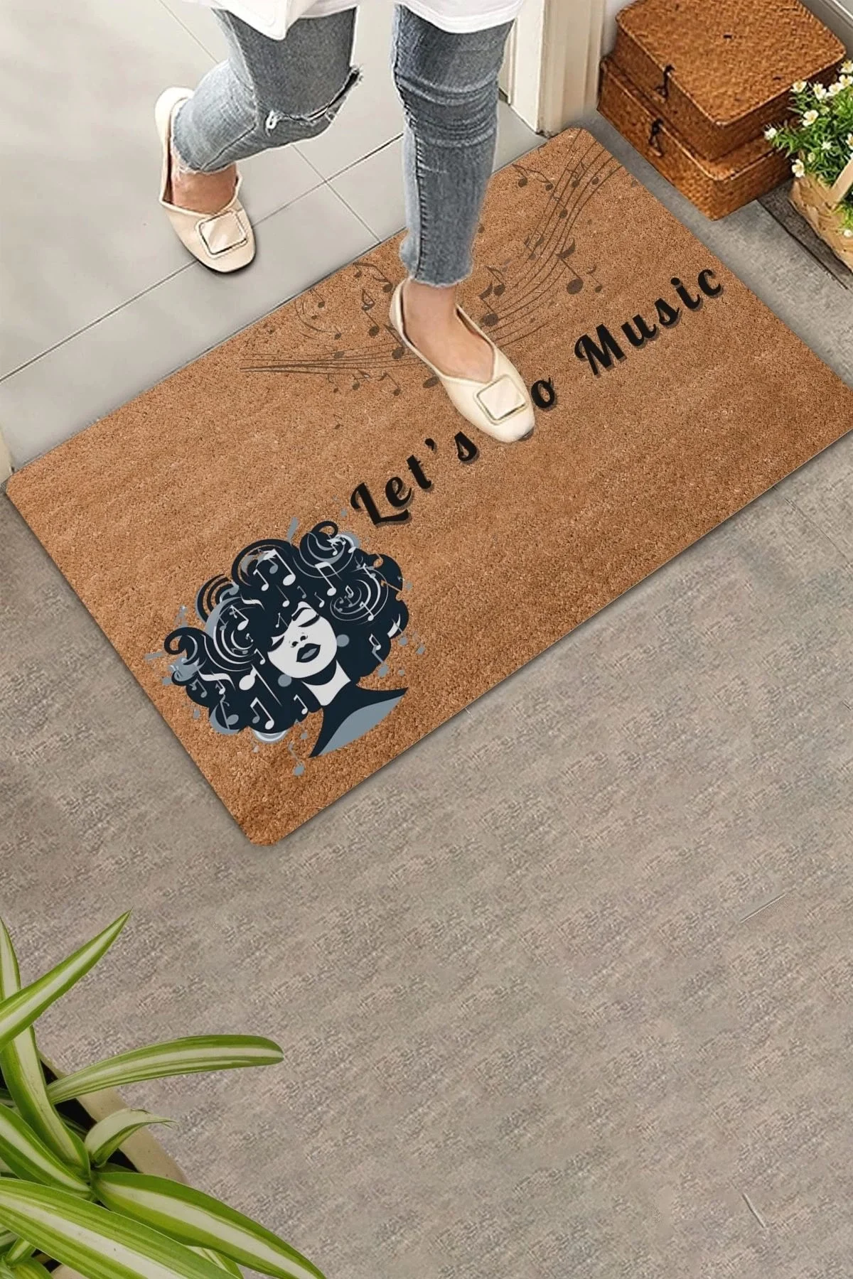 Valerine Life Lets Go Music ve Notalar Kapı Önü Paspası 45x70cm