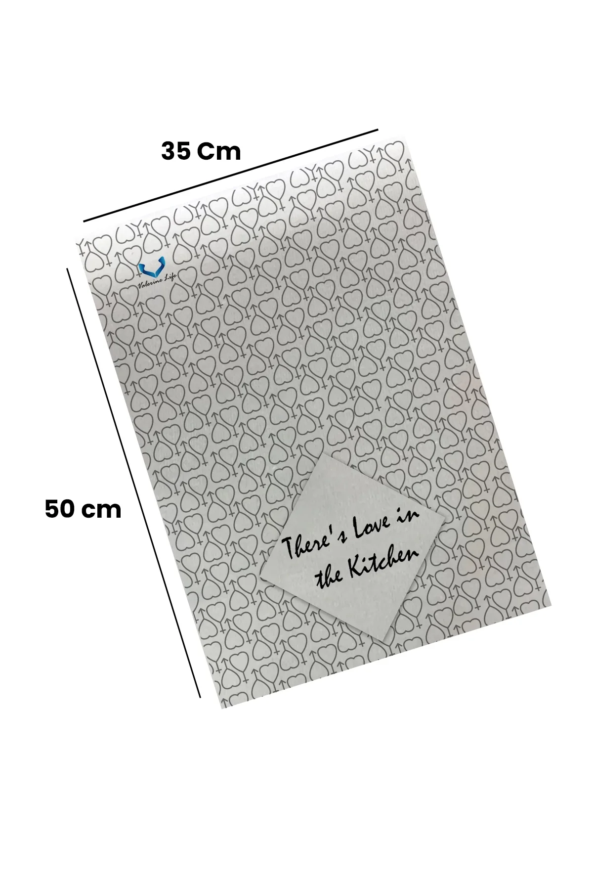 Valerine Life Mutfakta Aşk Var Mutfak Kurulama Fırın Beyaz El Havlusu %100 Pamuklu 35x50cm 2 Adet