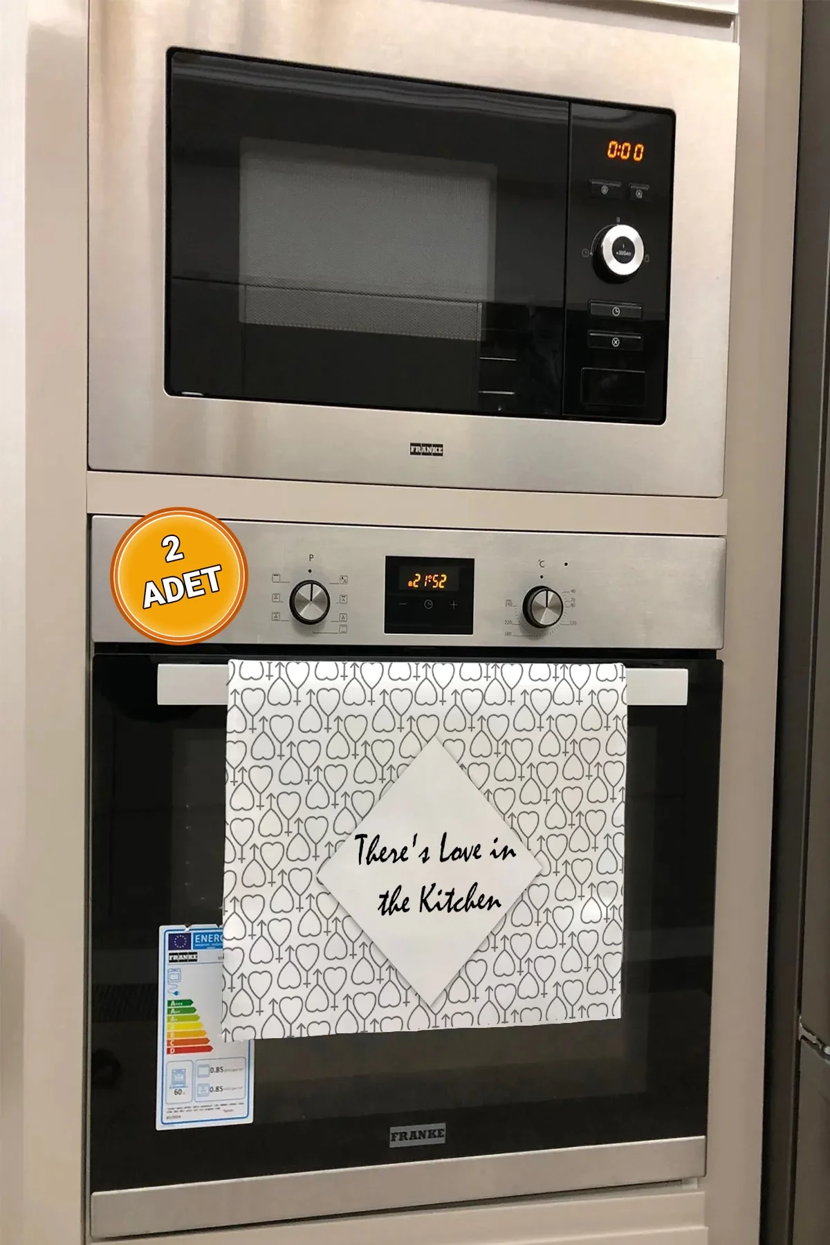 Valerine Life Mutfakta Aşk Var Mutfak Kurulama Fırın Beyaz El Havlusu %100 Pamuklu 35x50cm 2 Adet