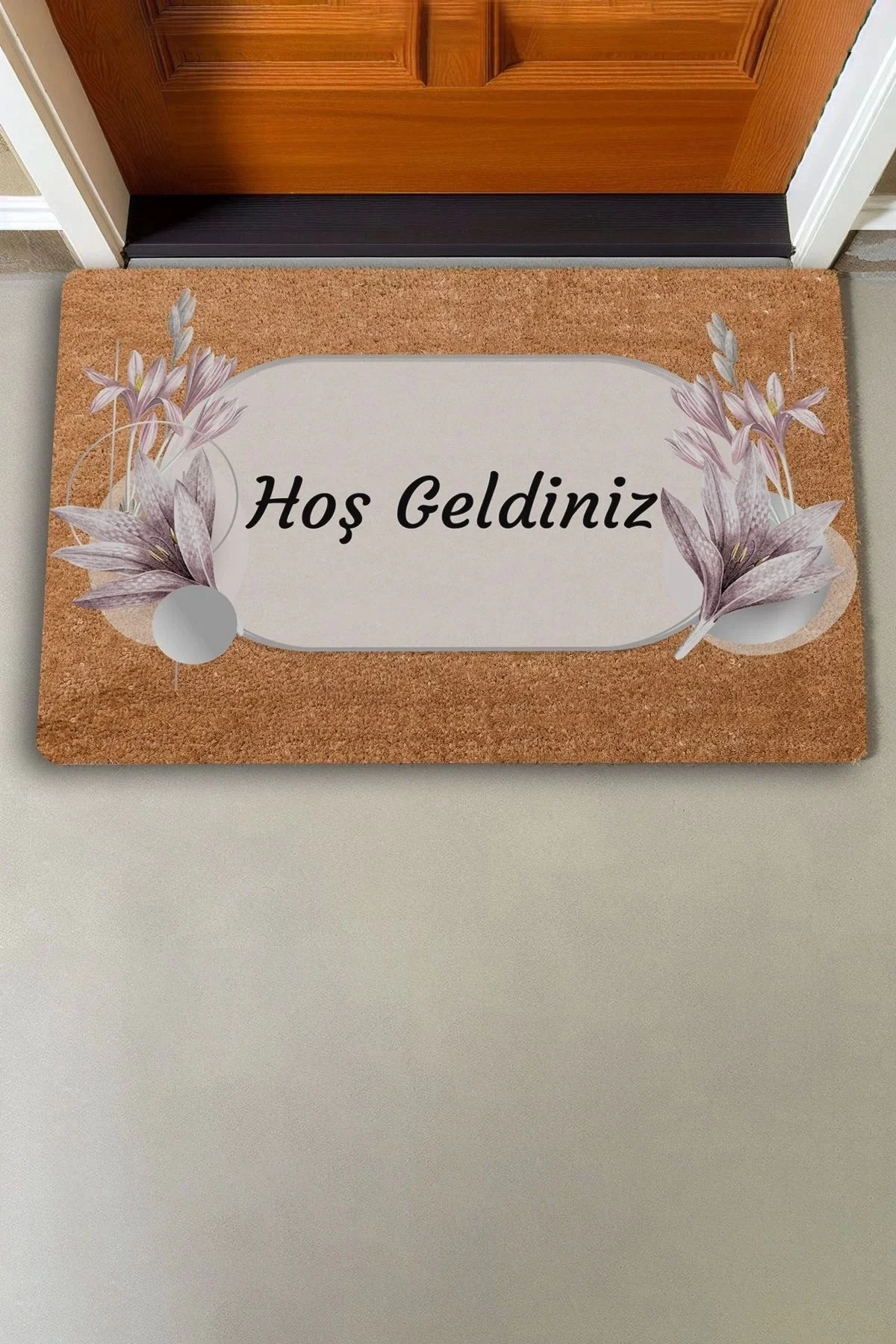 Valerine Life Lotus Çiçeği Pudra Rengi Hoş Geldiniz Kapı Önü Paspası 45x70cm