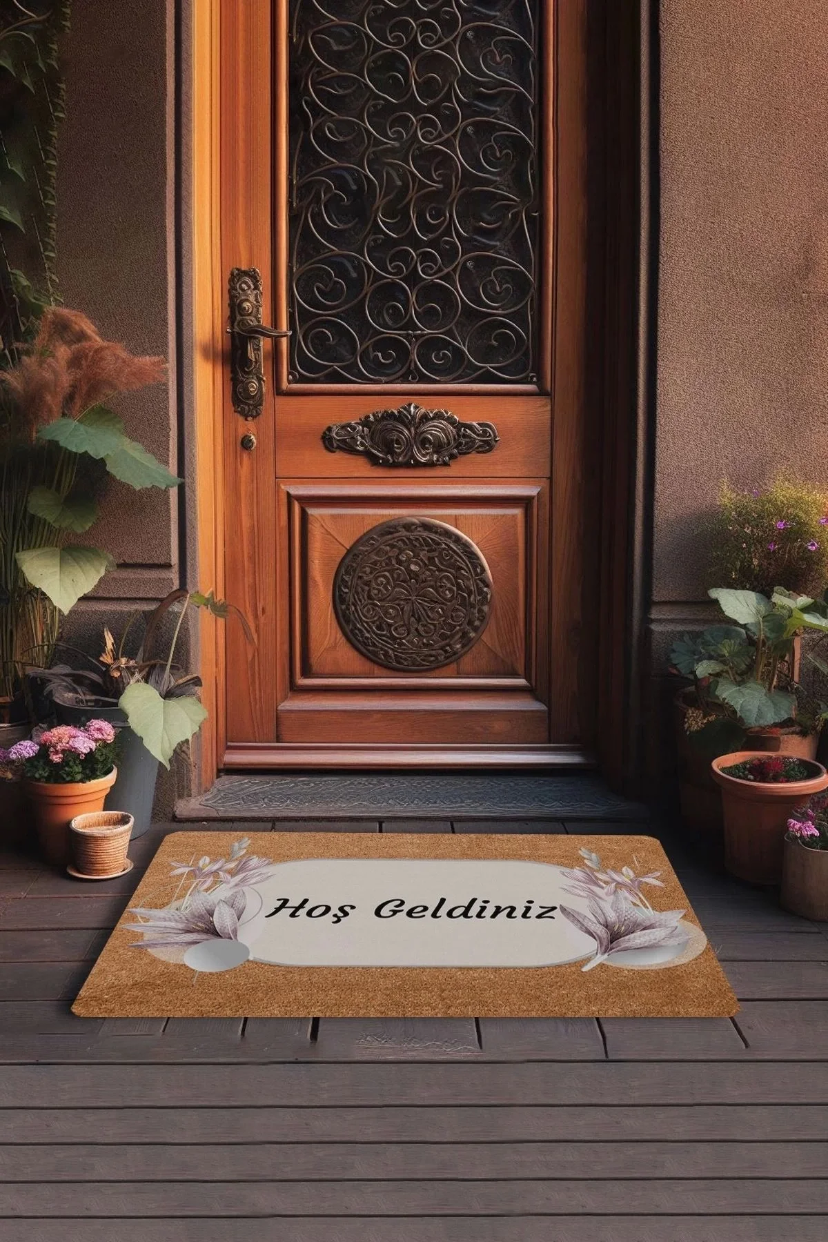 Valerine Life Lotus Çiçeği Pudra Rengi Hoş Geldiniz Kapı Önü Paspası 45x70cm