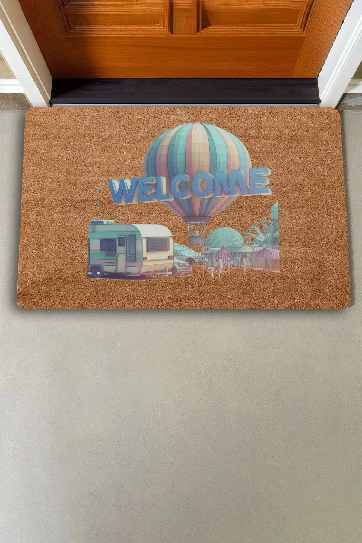Valerine Life Lunapark ve Balon Temalı Welcome Kapı Önü Paspası 45x70cm