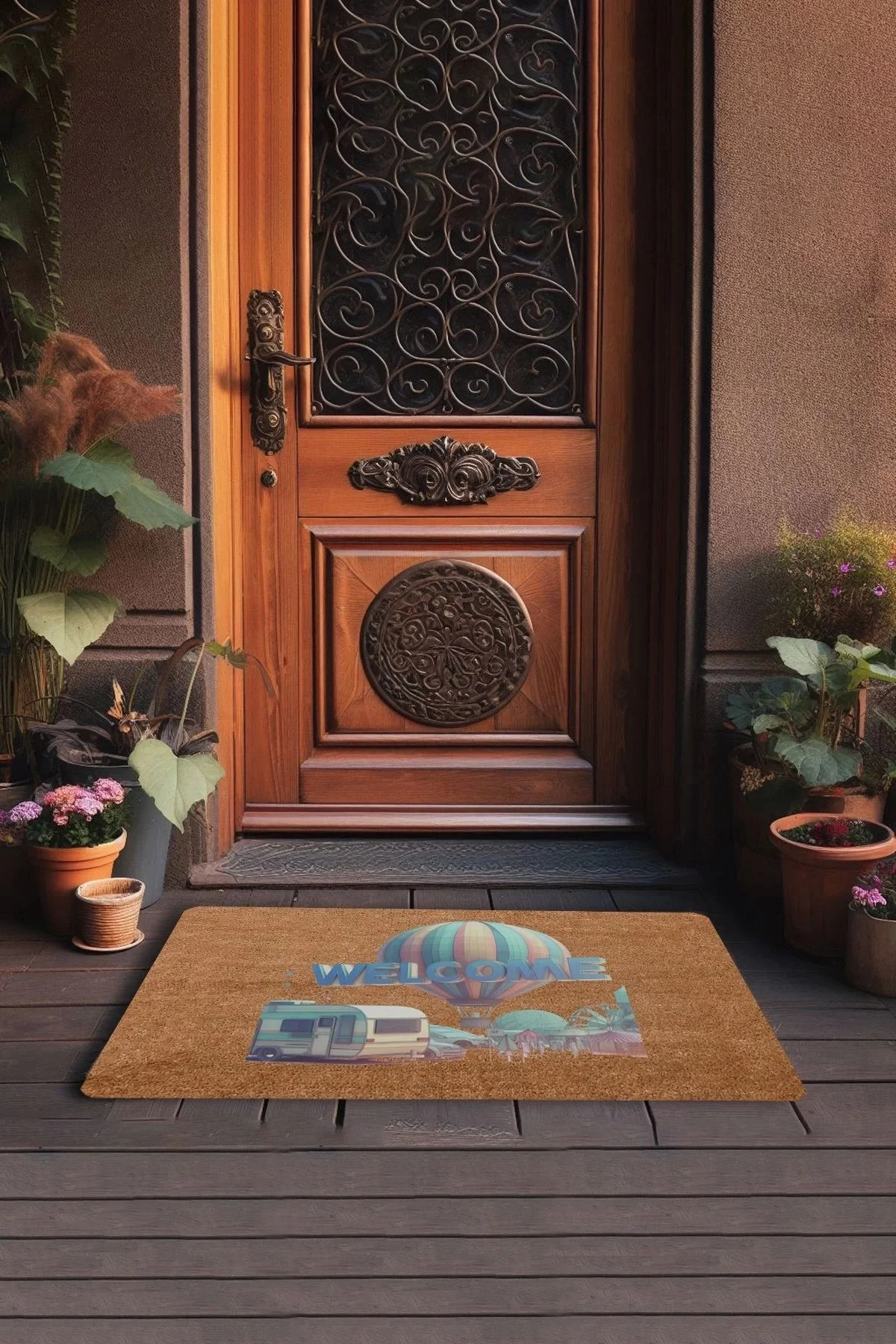 Valerine Life Lunapark ve Balon Temalı Welcome Kapı Önü Paspası 45x70cm