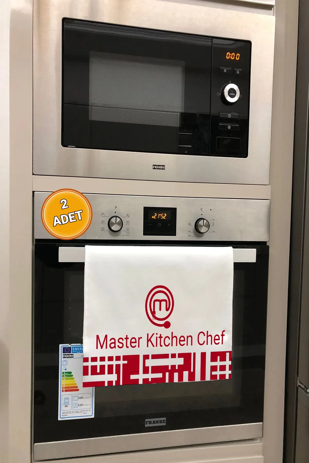 Valerine Life Master Kitchen Chef Kırmızı Mutfak Kurulama Fırın Beyaz El Havlusu %100 Pamuklu 35x50cm 2 Adet