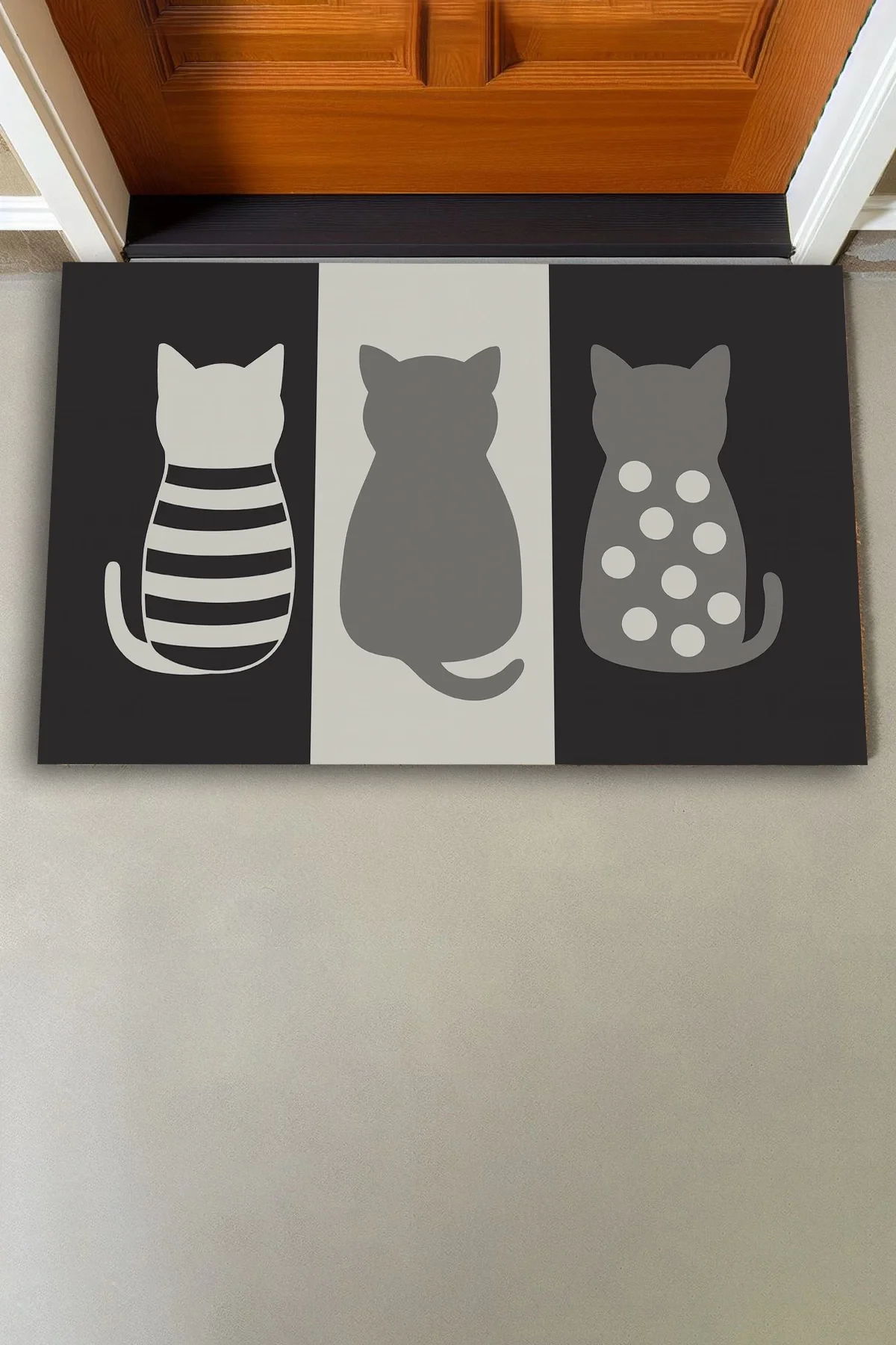 Valerine Life Patimal Kapı Nöbeti Welcome Hoş Geldiniz Gri Dijital Baskılı Kapı Önü Paspası 45x70cm