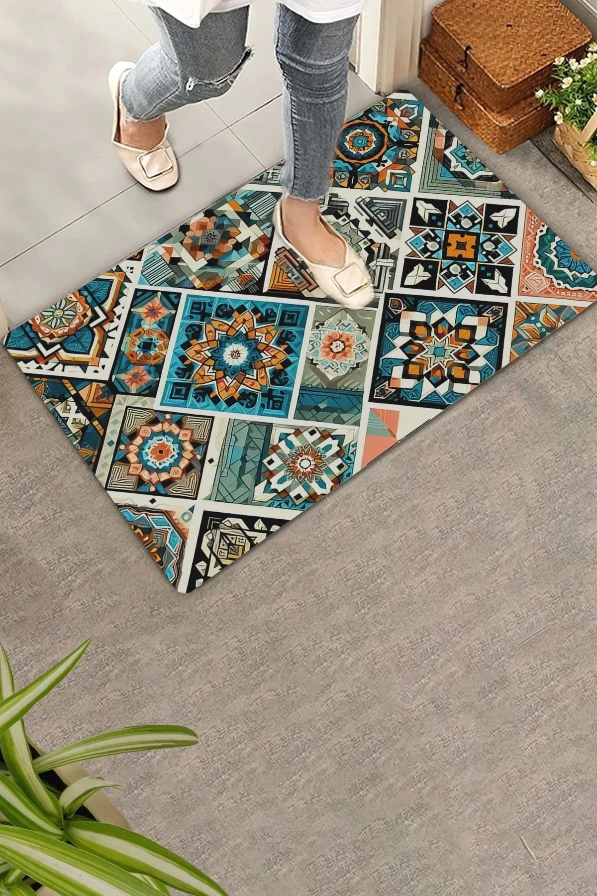 Valerine Life Mozaik Desenli Hoş Geldiniz Kapı Önü Paspası 45x70cm