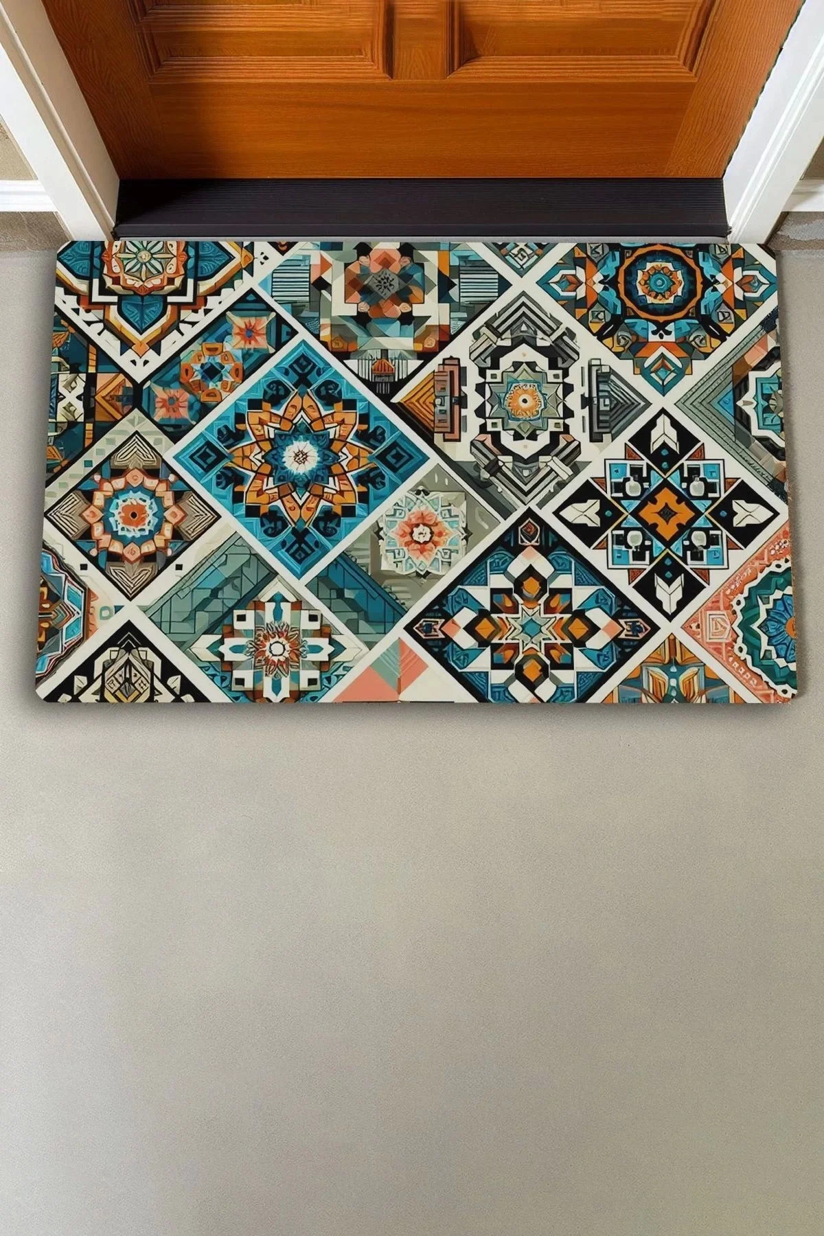 Valerine Life Mozaik Desenli Hoş Geldiniz Kapı Önü Paspası 45x70cm