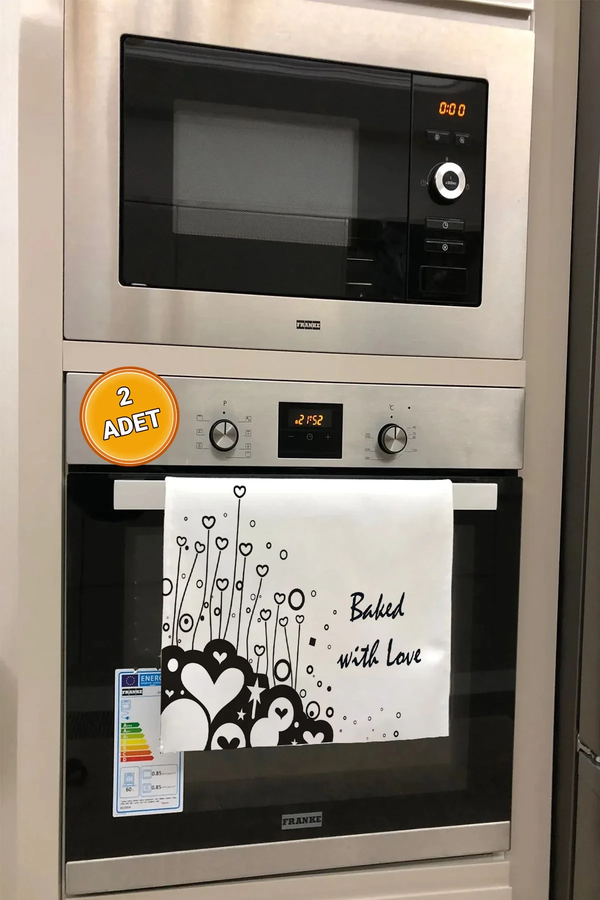 Valerine Life Sevgiyle Pişti Mutfak Kurulama Fırın Beyaz El Havlusu %100 Pamuklu 35x50cm 2 Adet