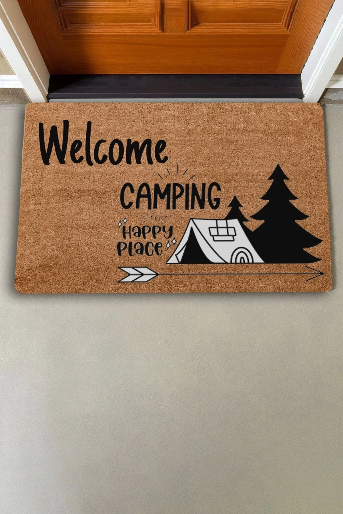 Valerine Life Mutlu Kamp Temalı Welcome Kapı Önü Paspası 45x70cm