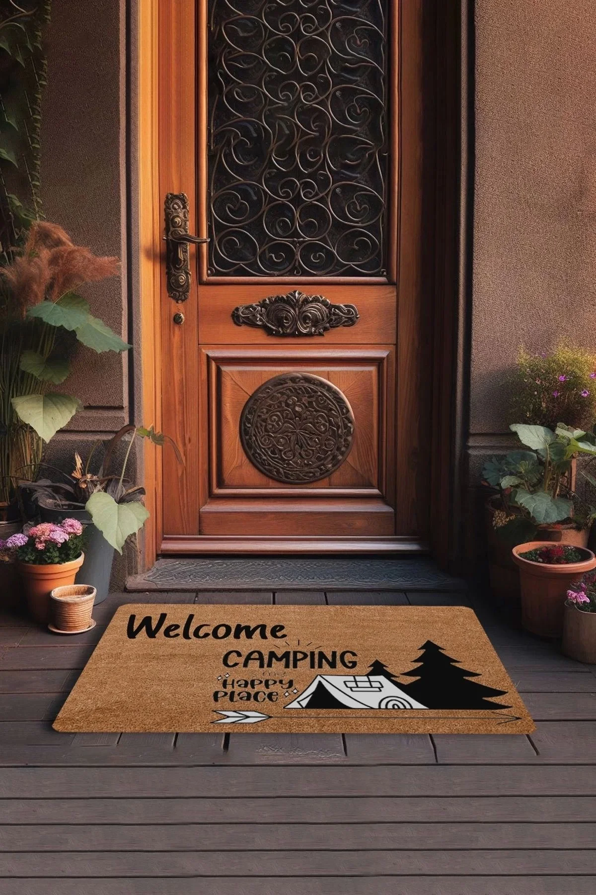 Valerine Life Mutlu Kamp Temalı Welcome Kapı Önü Paspası 45x70cm