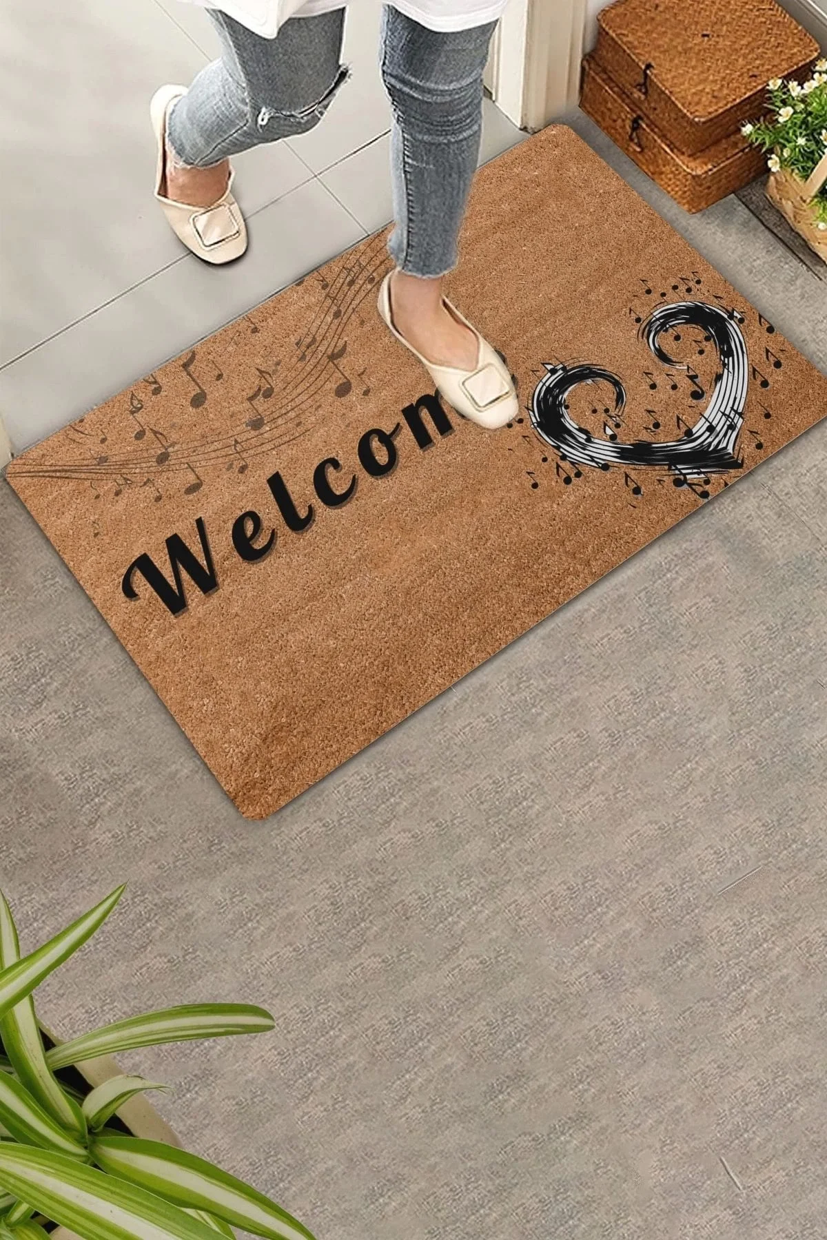 Valerine Life Müzik Aşkı Welcome Kapı Önü Paspası 45x70cm