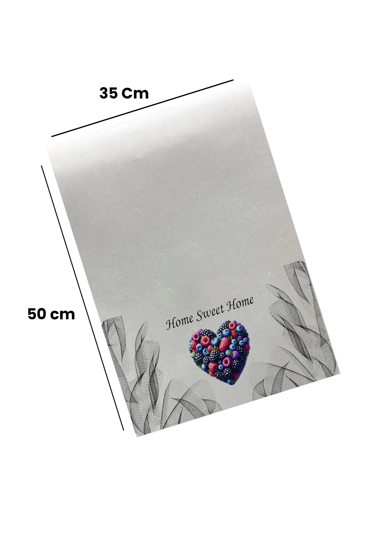 Valerine Life Güzel Evim Kalpli Orman Meyveli Mutfak Kurulama ve Fırın Beyaz El Havlusu %100 Pamuklu 35x50cm