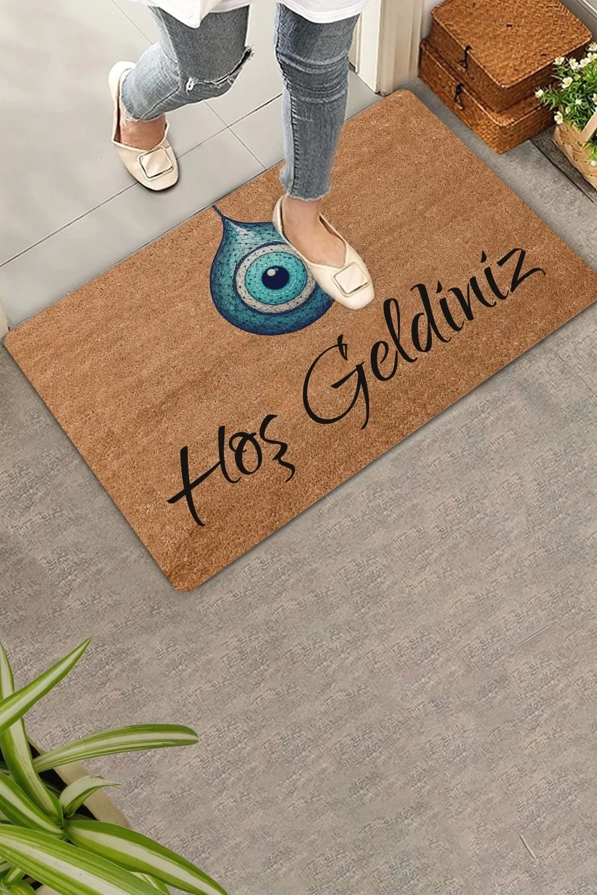 Valerine Life Nazar Boncuğu Hoş Geldiniz Kapı Önü Paspası 45x70cm