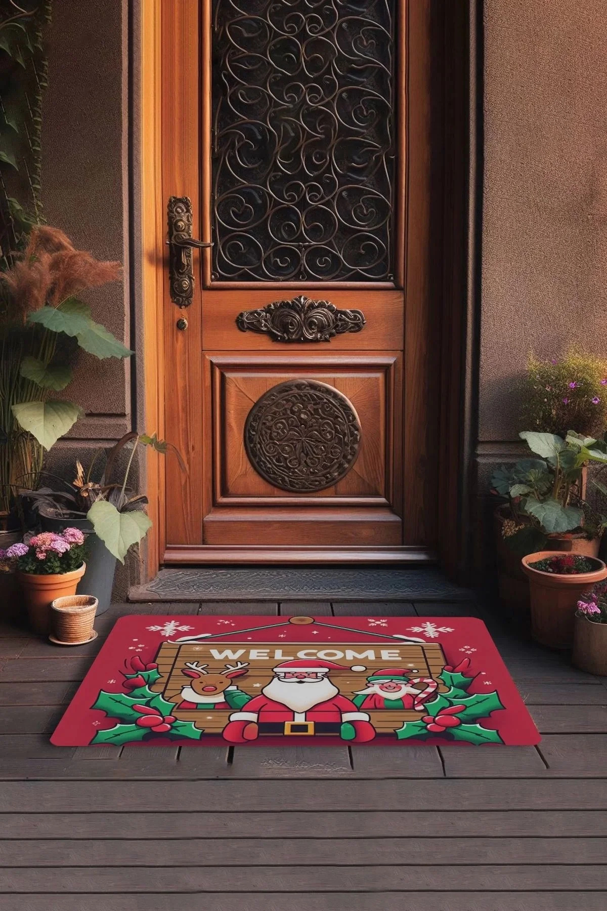 Valerine Life Noel Babalı Yılbaşı Tabelası Welcome Kapı Önü Paspası 45x70cm