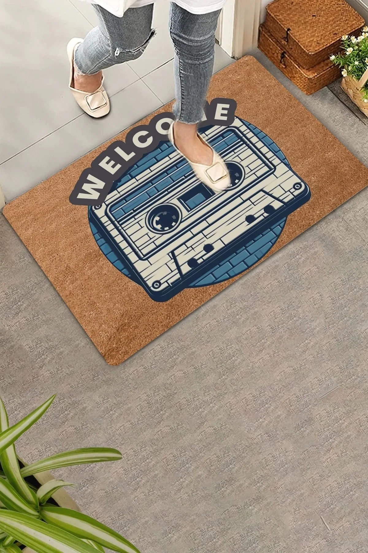 Valerine Life Nostaljik Kaset Welcome Kapı Önü Paspası 45x70cm