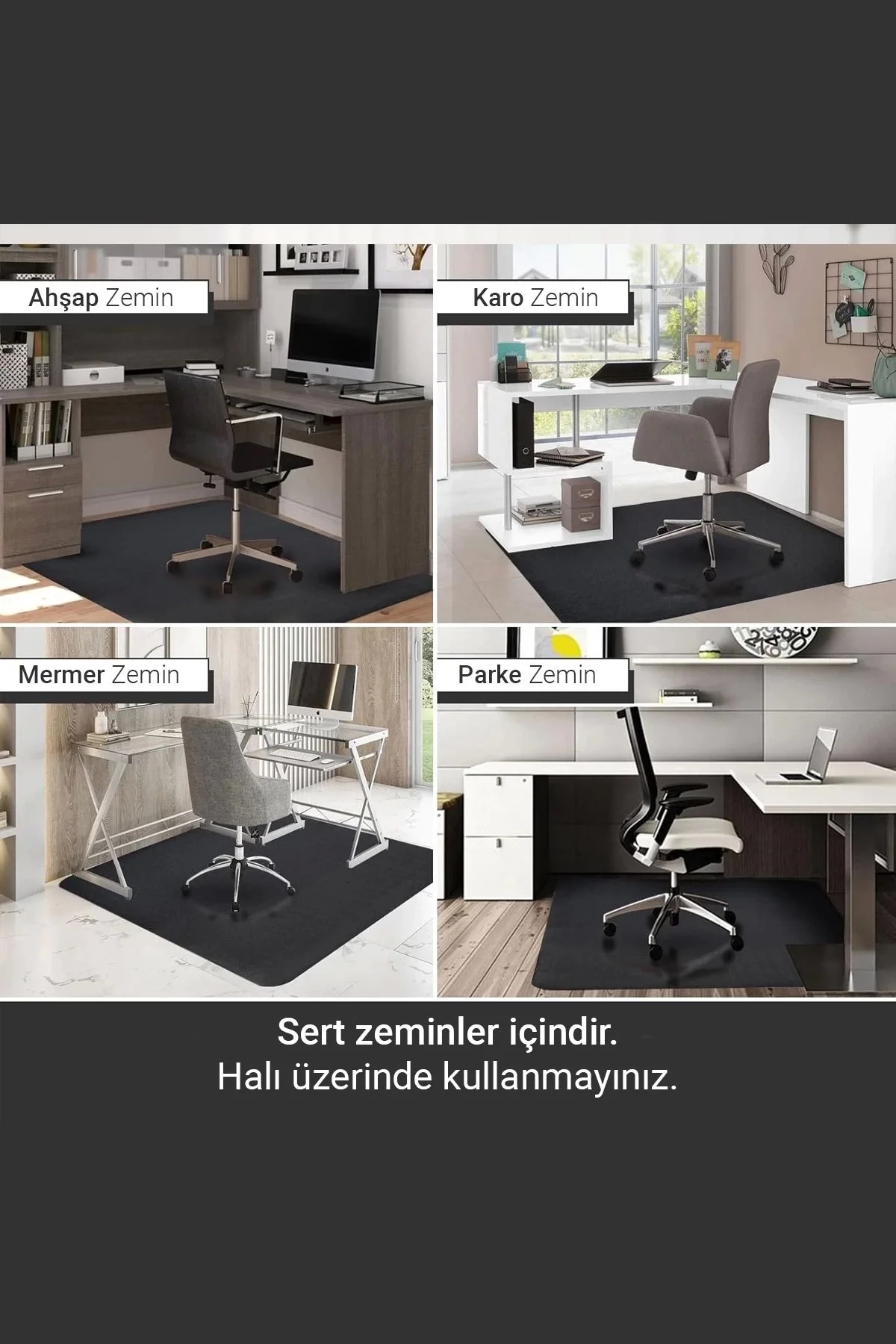 Valerine Life Ofis Zemin Matı Ofis, Oyuncu Koltuğu, Bilgisayar Masası Zemini için Kaymaz Koruyucu Paspas 120x160cm