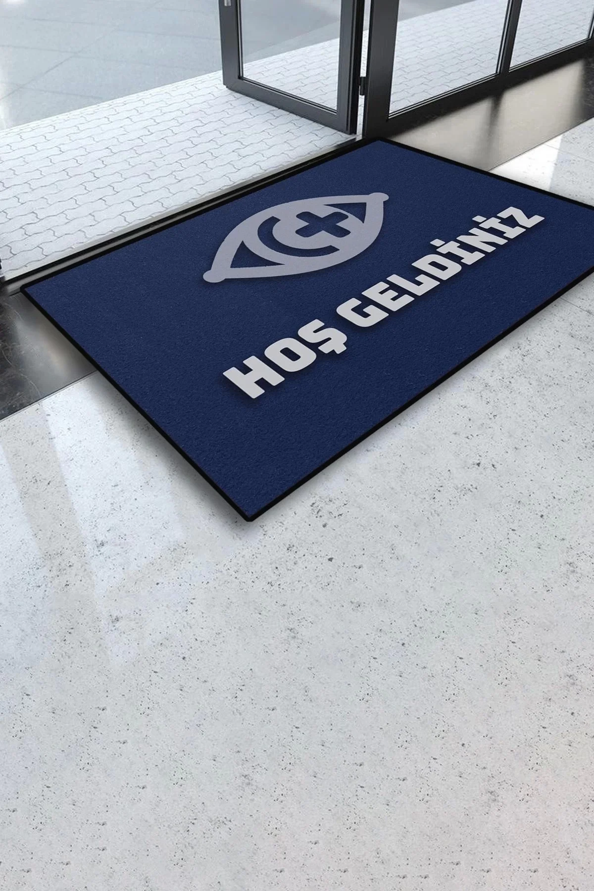 Valerine Life Optikçi Gözlükçü Mavi Renk Hoş Geldiniz Kapı Önü Paspası 45x70cm