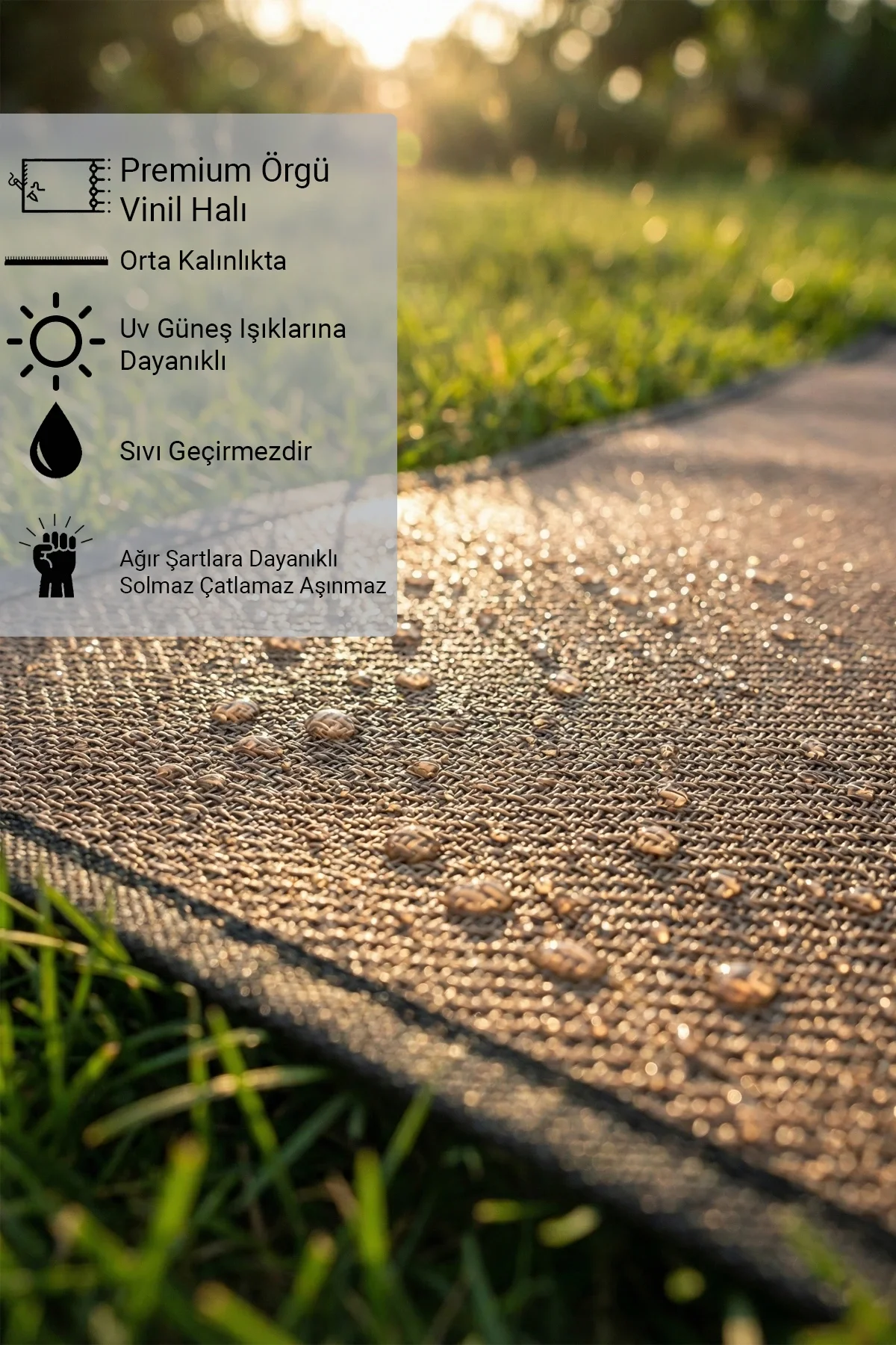 Valerine Life Örgü Vinil Mutfak Bahçe Balkon Banyo Zemin Döşeme Matı Vinyl Kitchen Floor Mat İç, Dış Mekan Halısı