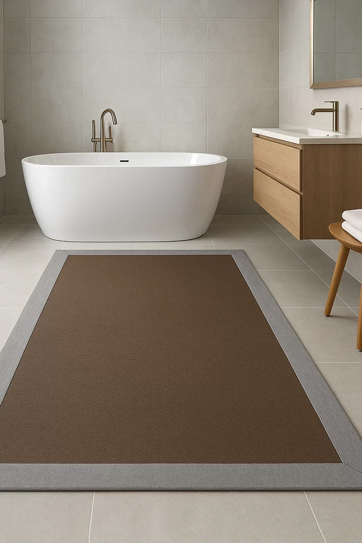 Valerine Life Örgü Vinil Mutfak Zemin Döşeme Matı Vinyl Kitchen Floor Mat Krem Mutfak Halısı Yolluk 100x150cm