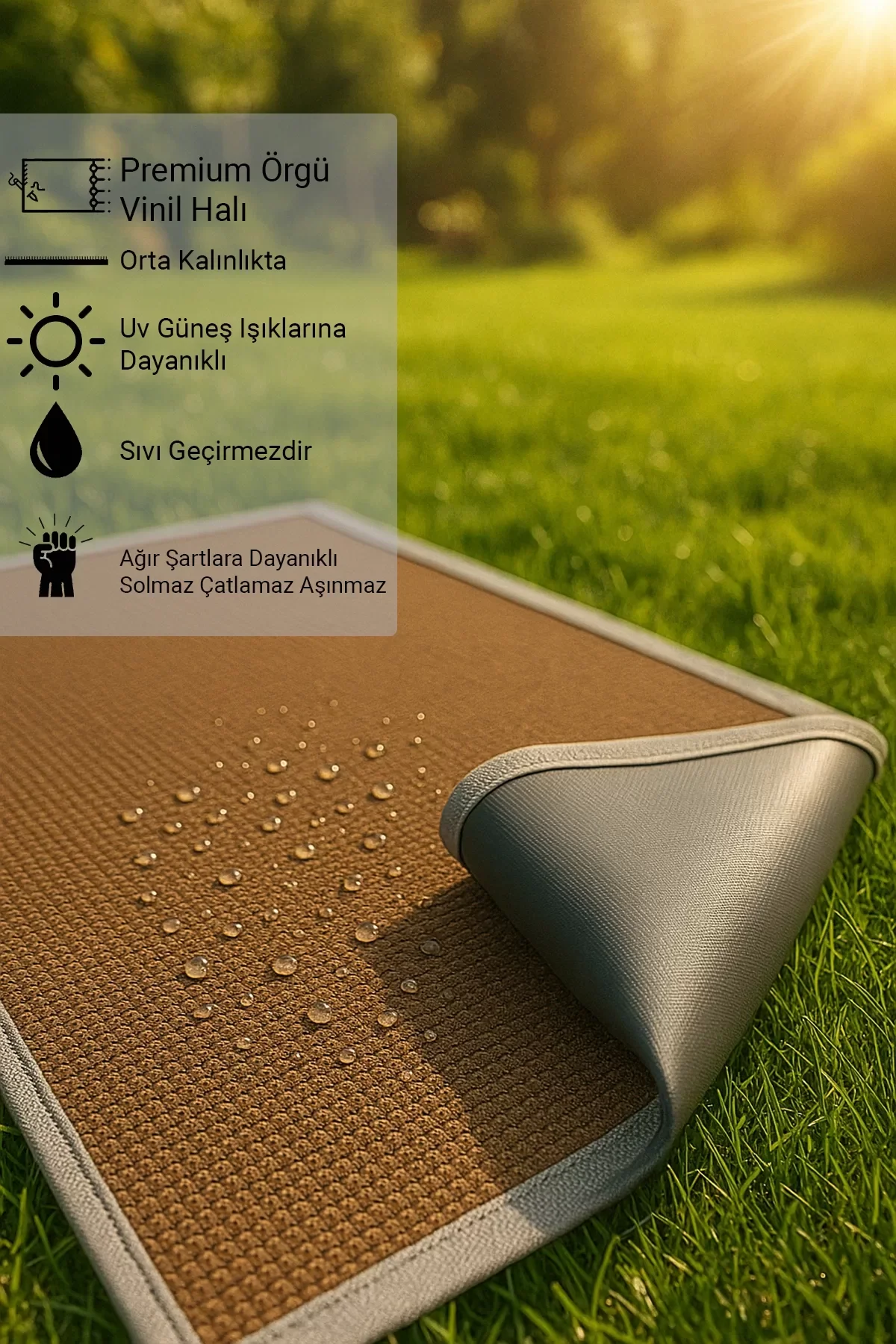 Valerine Life Örgü Vinil Mutfak Zemin Döşeme Matı Vinyl Kitchen Floor Mat Krem Mutfak Halısı Yolluk 100x150cm