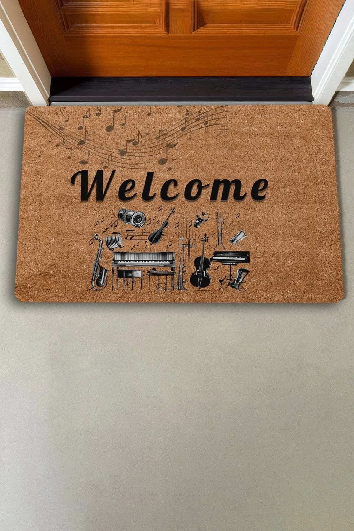 Valerine Life Orkestra Aletleri Temalı Welcome Kapı Önü Paspası 45x70cm