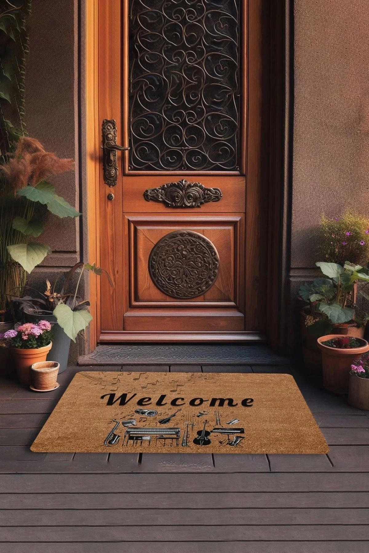 Valerine Life Orkestra Aletleri Temalı Welcome Kapı Önü Paspası 45x70cm