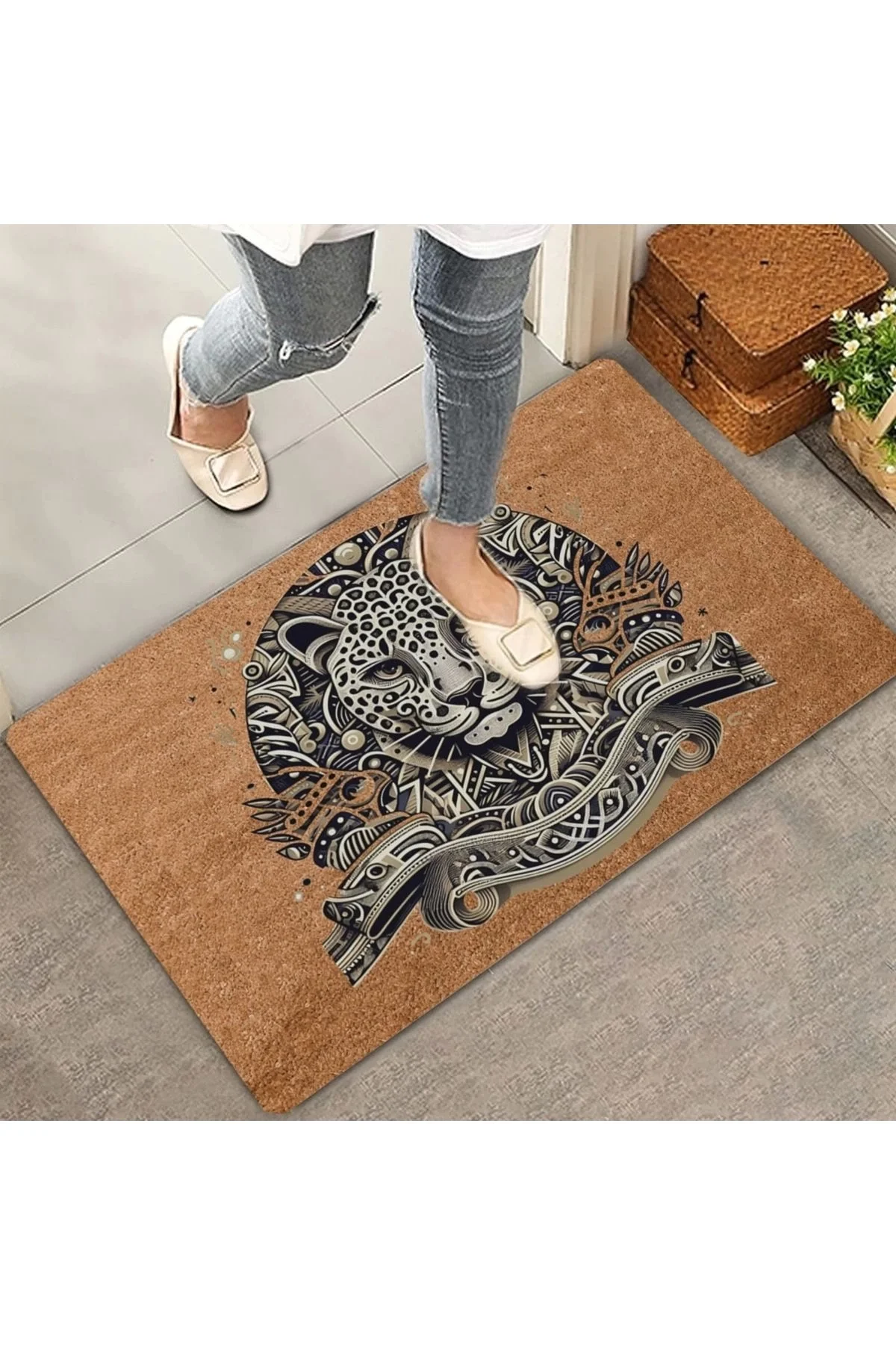 Valerine Life Pars Kedisi Welcome Hoş Geldiniz Kapı Önü Paspası 45x70cm