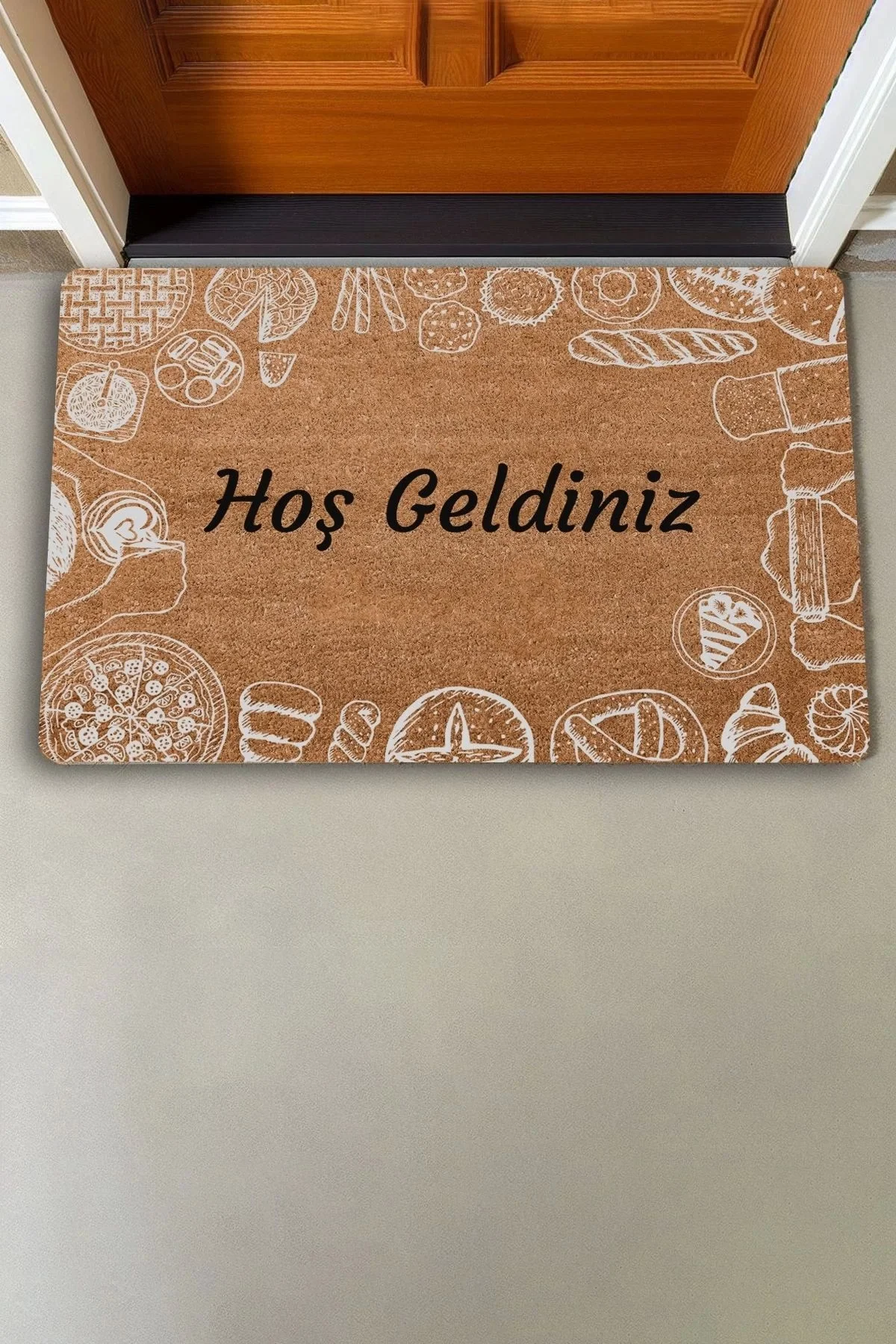 Valerine Life Pasta ve Turta Figürlü Hoş Geldiniz Kapı Önü Paspası 45x70cm