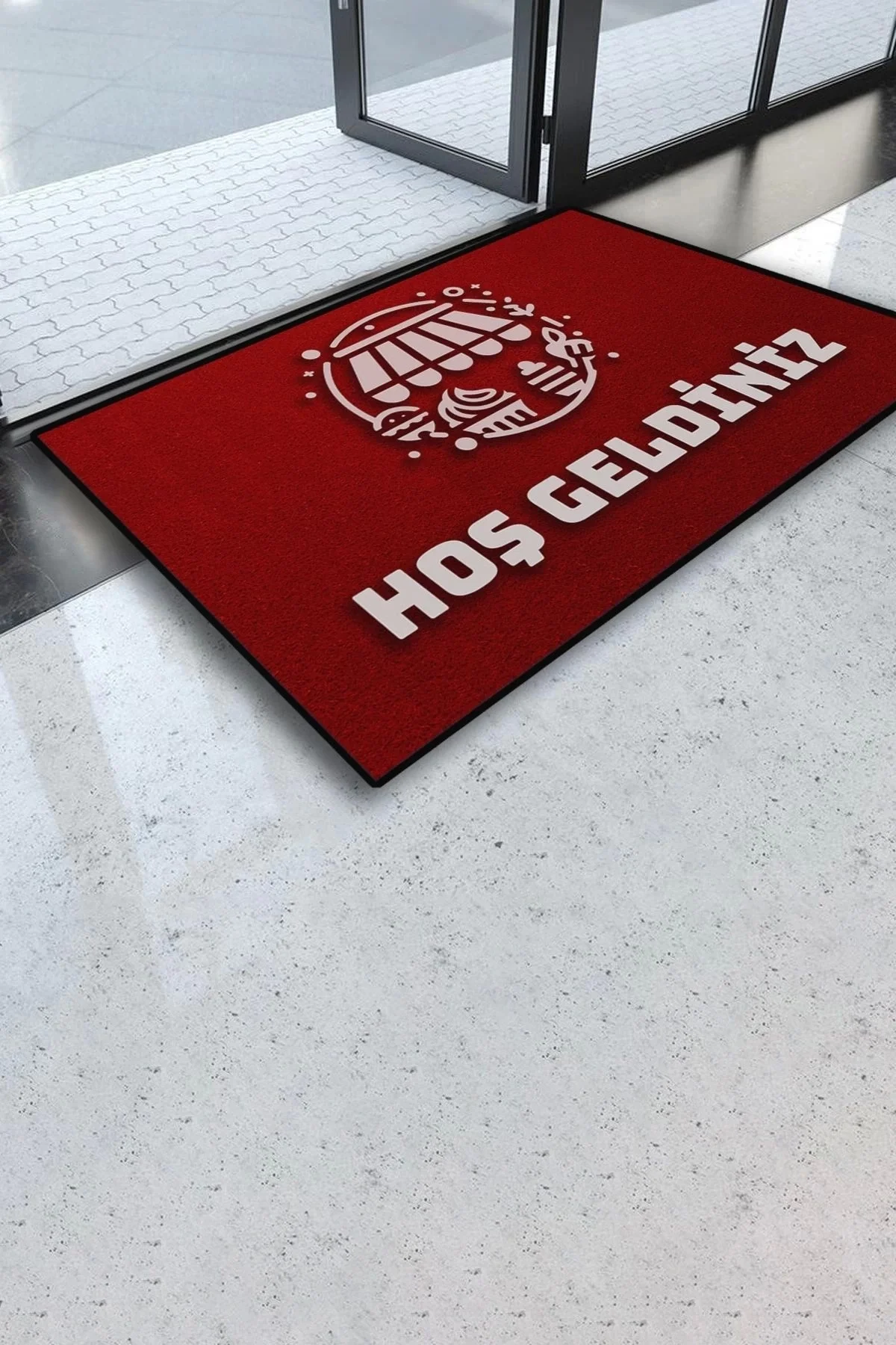 Valerine Life Pastahane Pastacı Mercan Kırmızı Hoş Geldiniz Kapı Önü Paspası 45x70cm