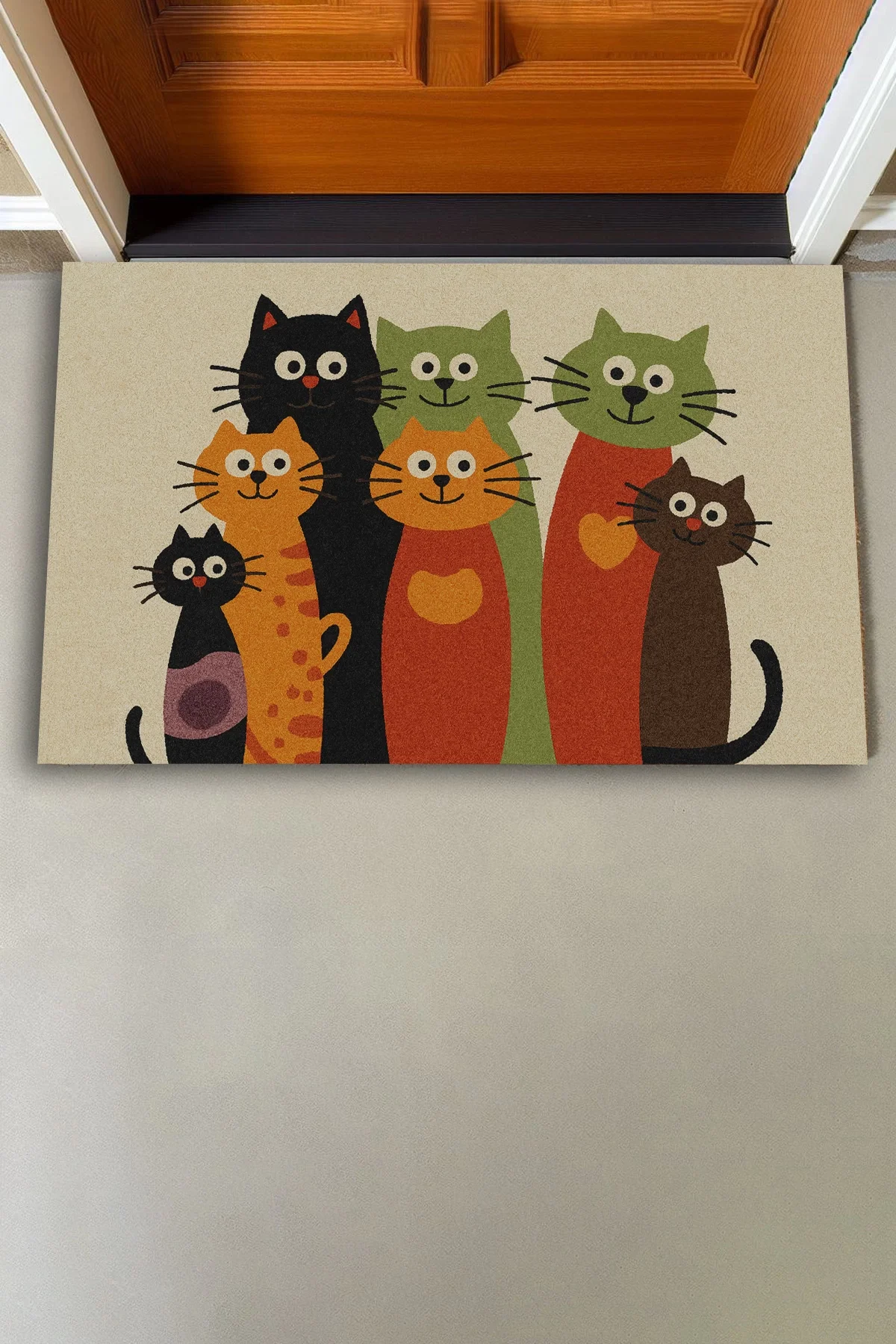 Valerine Life Renkli Pati Dostluğu Welcome Hoş Geldiniz Dijital Baskılı Kapı Önü Paspası 45x70cm