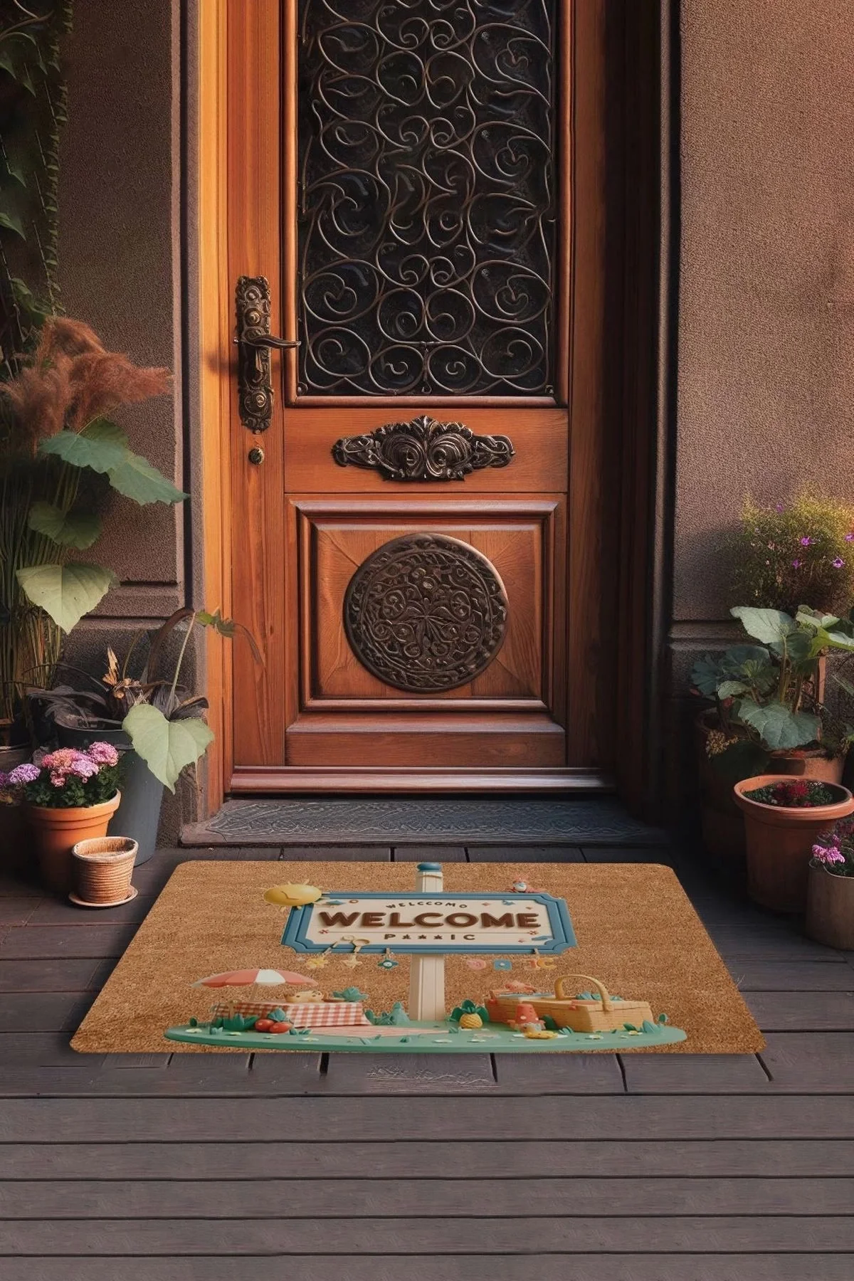 Valerine Life Piknik Temalı Welcome Kapı Önü Paspası 45x70cm