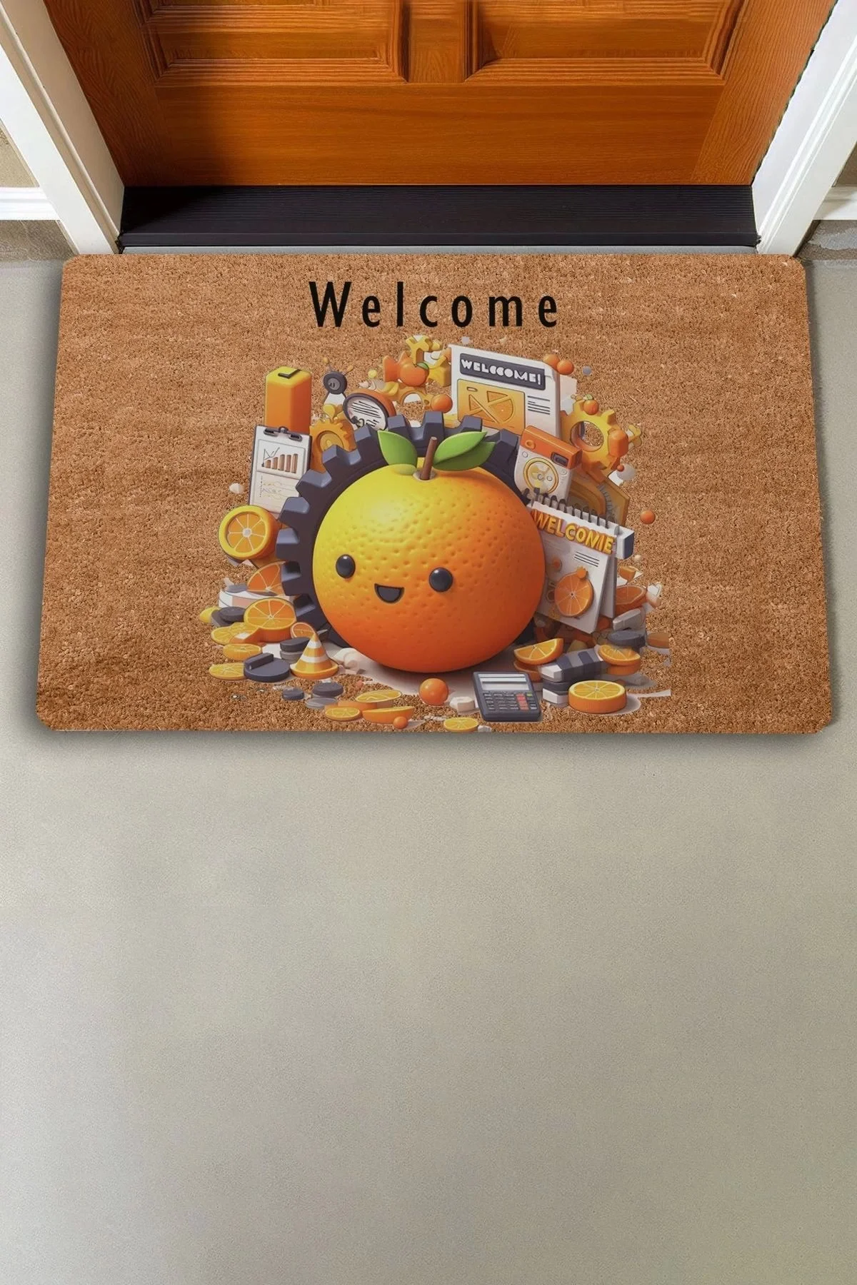 Valerine Life Portakal Adam Welcome Kapı Önü Paspası 45x70cm