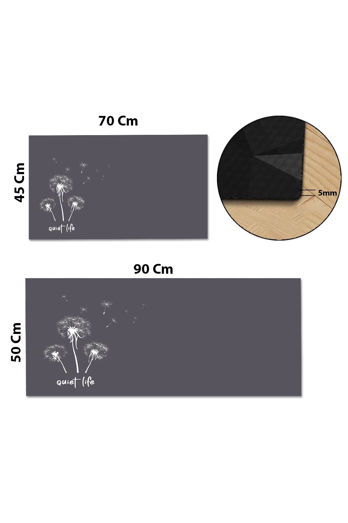 Valerine Life Quiet Life Sakin Yaşam Gri Mutfak Matı Halısı Yıkanır Kaymaz Taban Tezgah Önü Paspası İkili Set