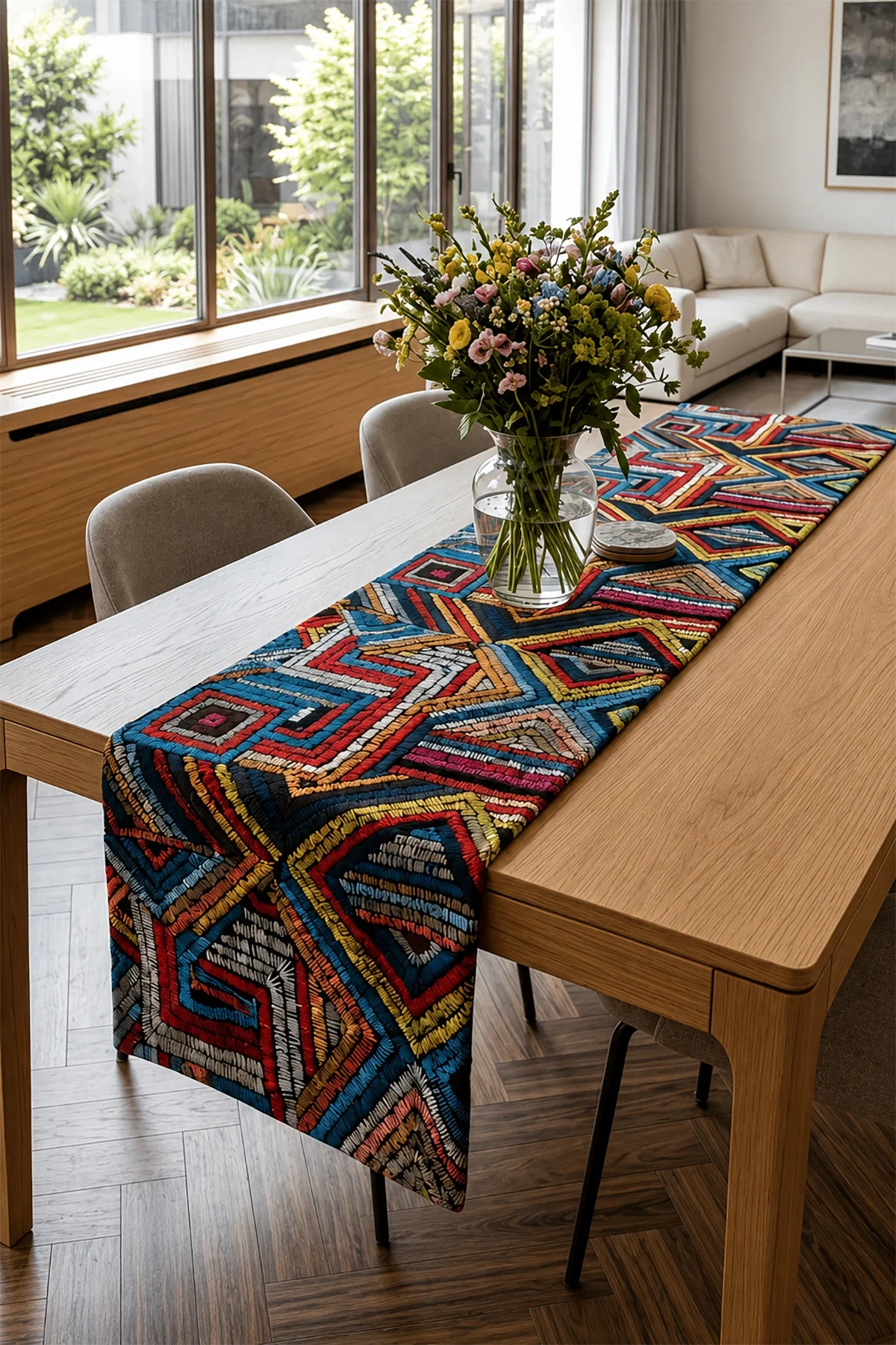 Valerine Life Runner Amerikan Servisi 40x140cm Mozaik Yolu Dijital Baskılı Sıvı Geçirmez Masa Örtüsü