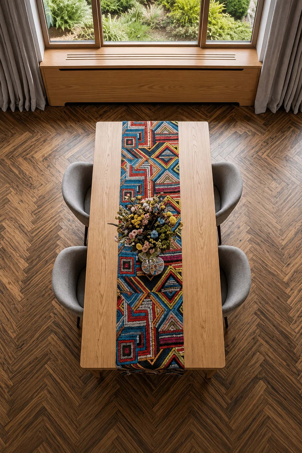 Valerine Life Runner Amerikan Servisi 40x140cm Mozaik Yolu Dijital Baskılı Sıvı Geçirmez Masa Örtüsü