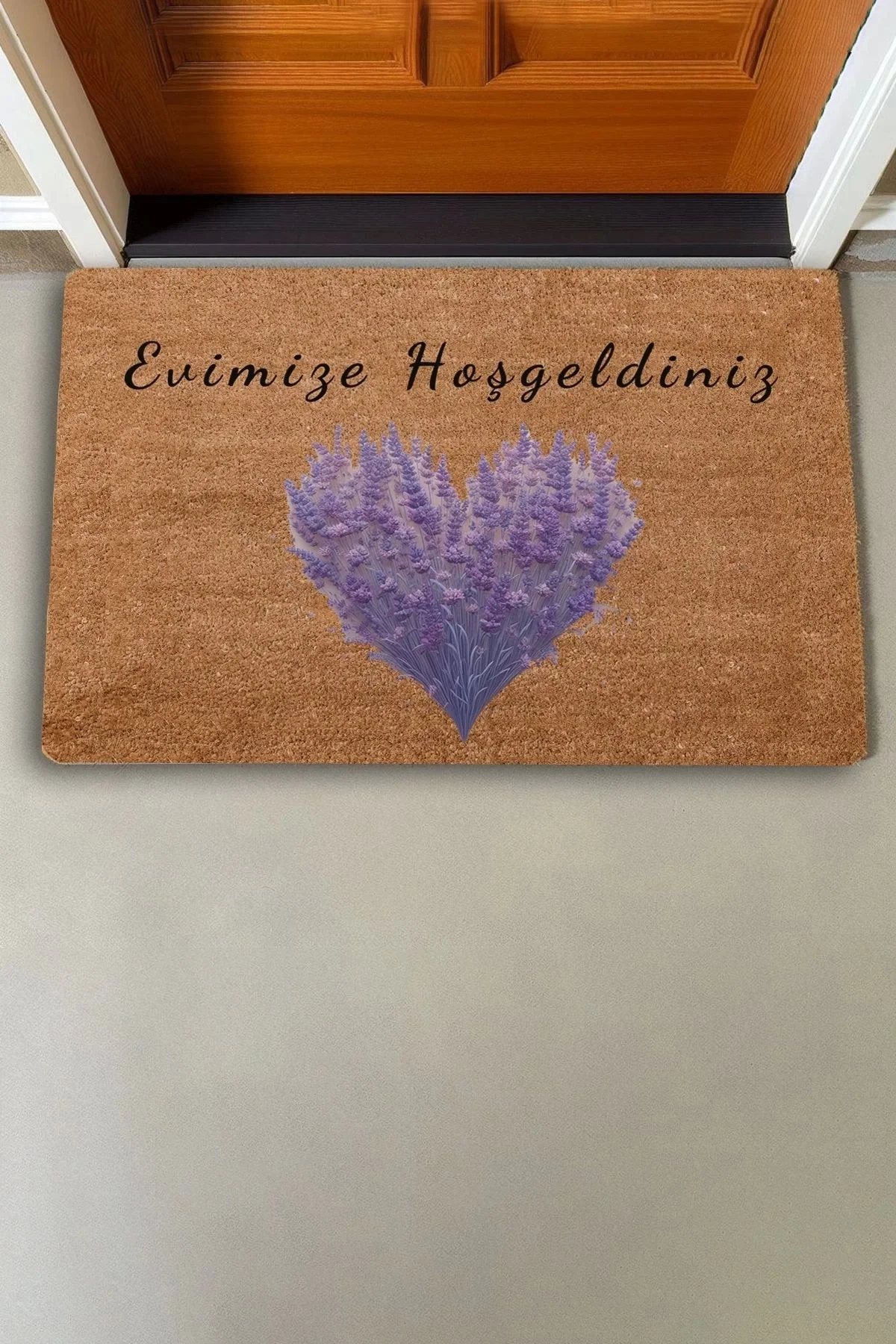 Valerine Life Sadakat Sembolü Lavanta Evimize Hoş Geldiniz Kapı Önü Paspası 45x70cm