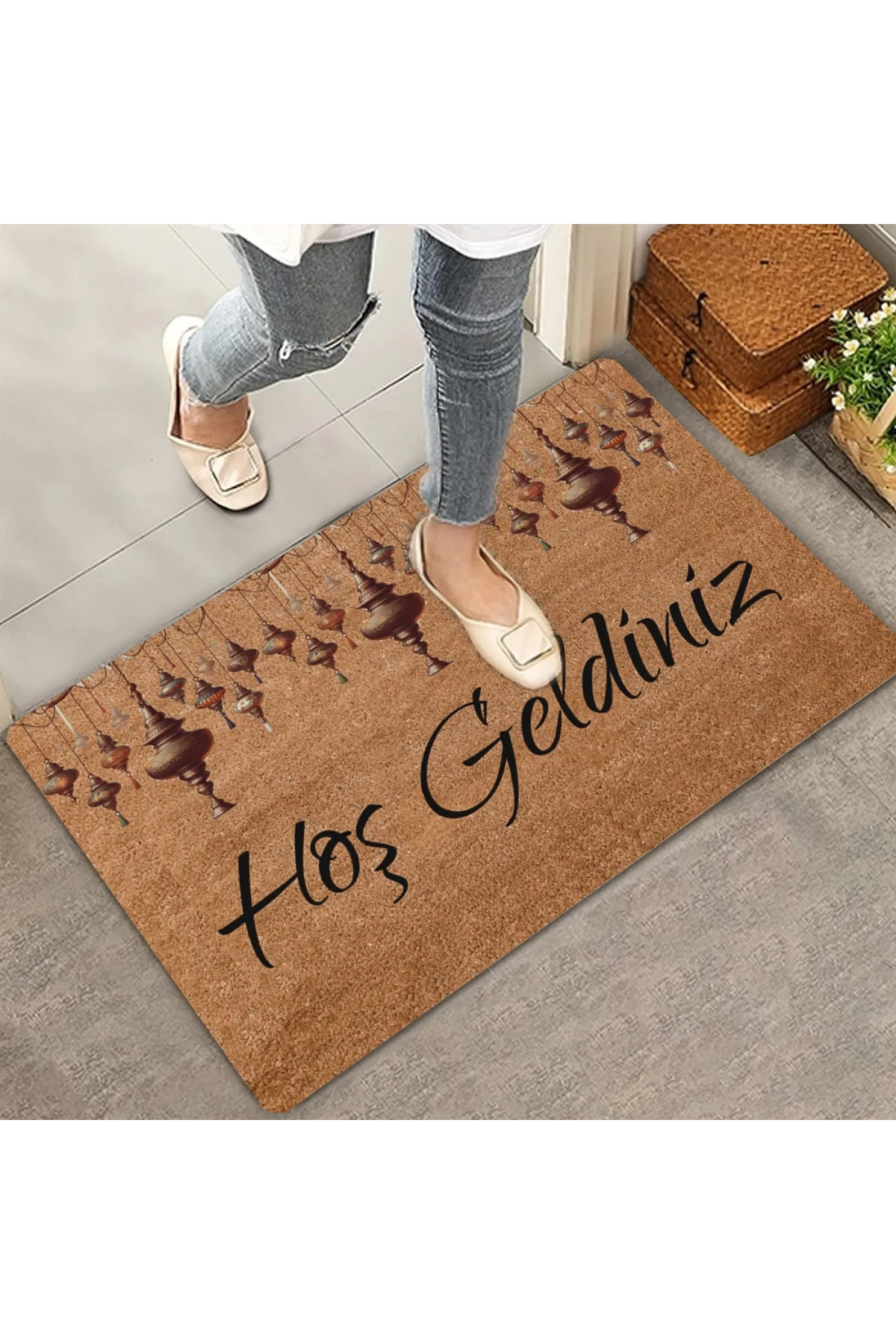 Valerine Life Sarkaç Kandiller Hoş Geldiniz Kapı Önü Paspası 45x70cm